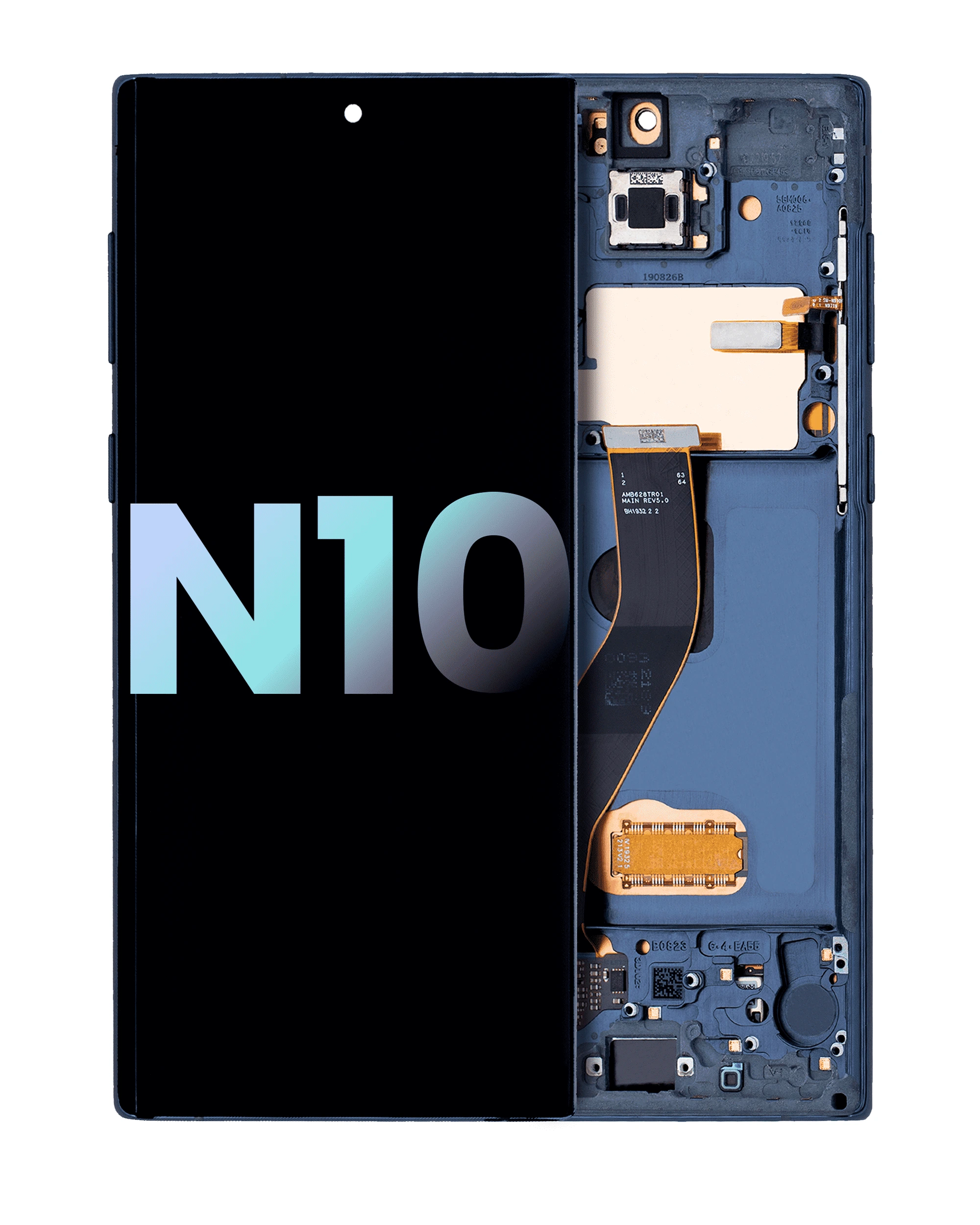 Display OLED completo con Frame per Samsung Galaxy Note 10 (Service Pack) (Aura Glow / Argento)