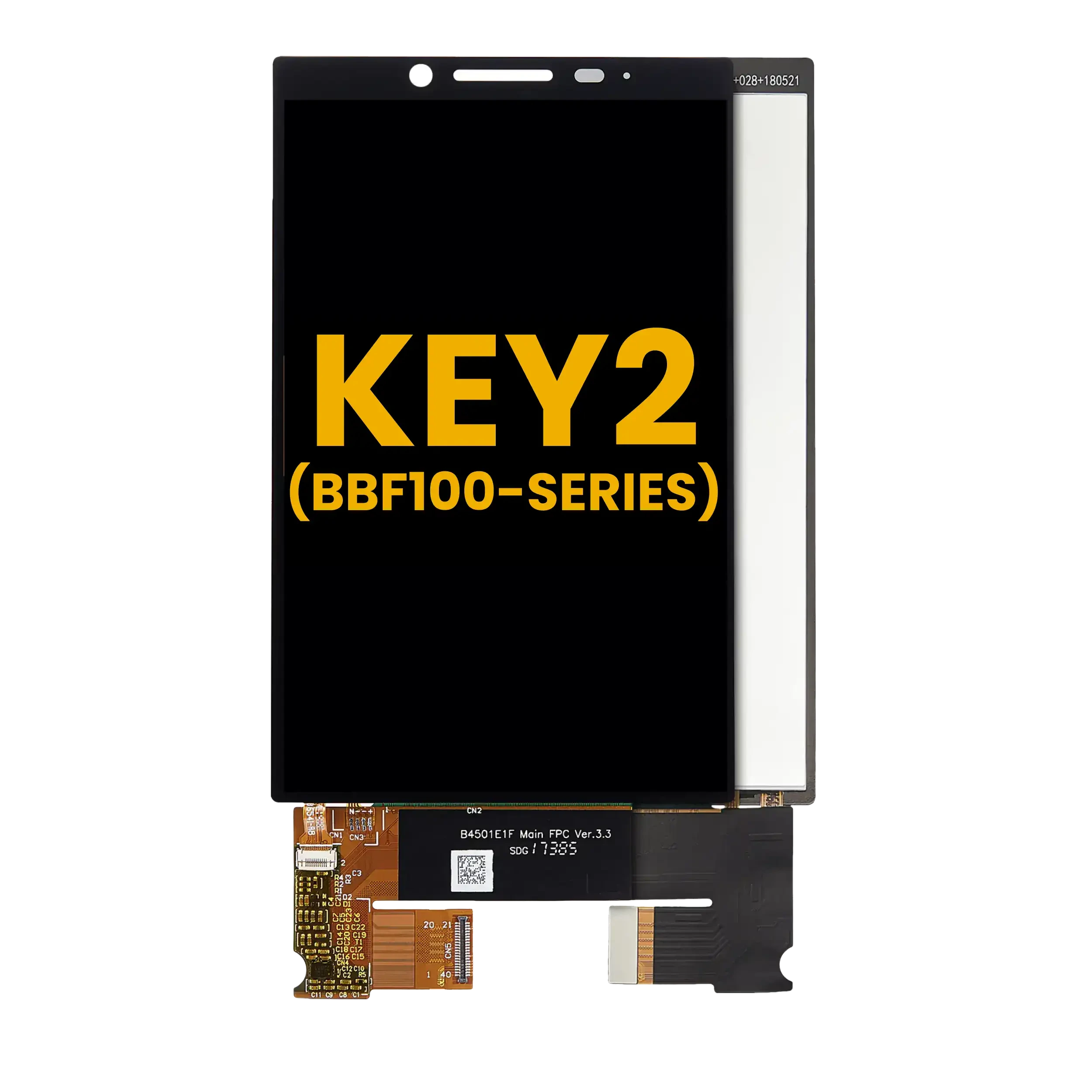 Display LCD completo senza Frame per BlackBerry KEY2 (BBF100 Series) (Refurbished) (Nero)