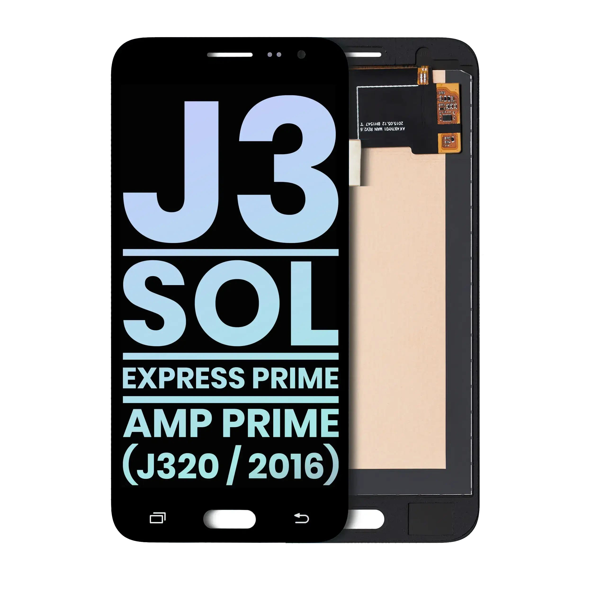 Display OLED completo senza Frame per Samsung Galaxy J3 / Sol 4G / Express Prime / Amp Prime (J320 / 2016) (Service Pack) (Nero)