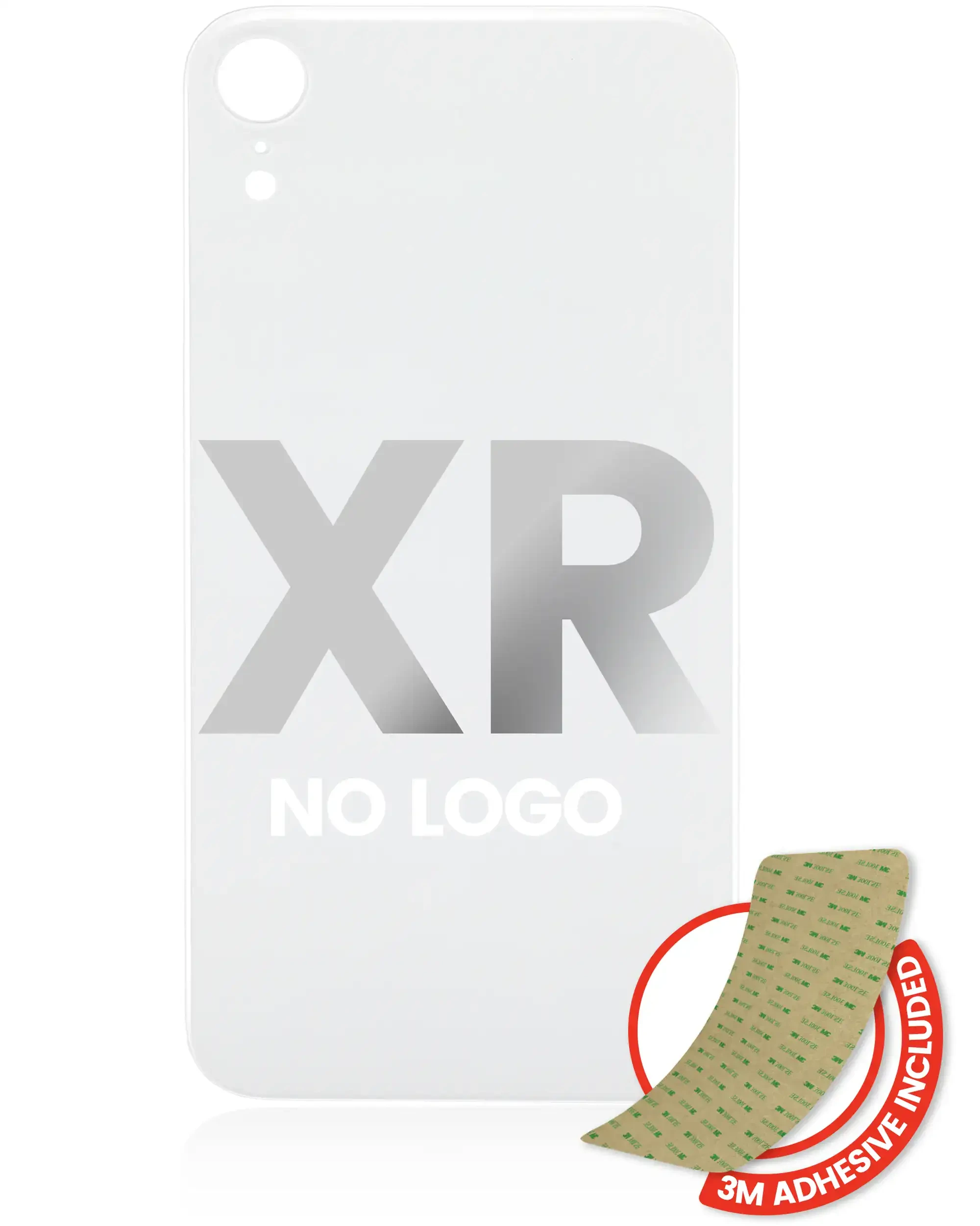 Vetro posteriore con 3M adesivo per iPhone XR (No Logo / Large Camera Hole) (Bianco)