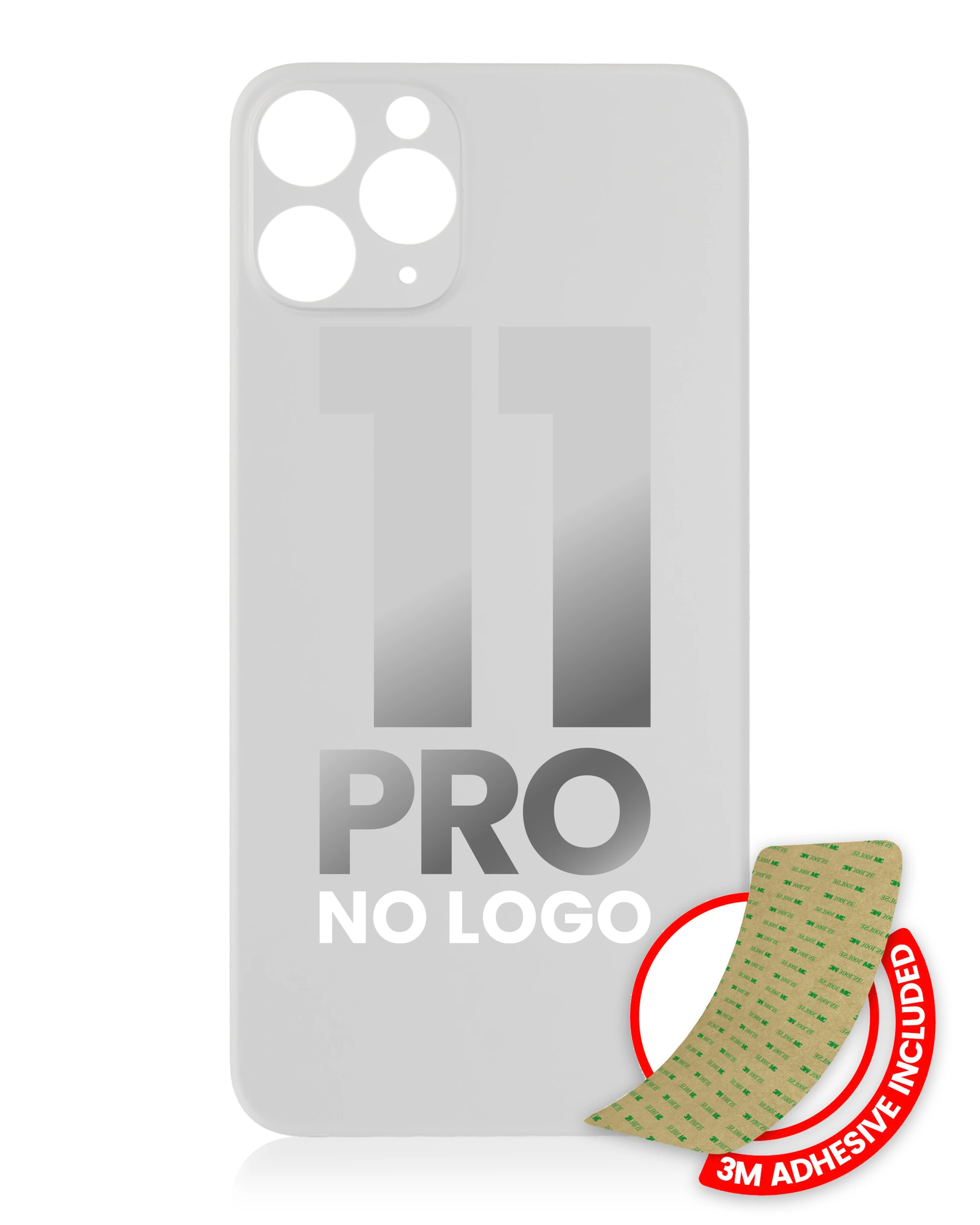 Vetro posteriore con 3M adesivo per iPhone 11 Pro (No Logo / Large Camera Hole) (Argento)