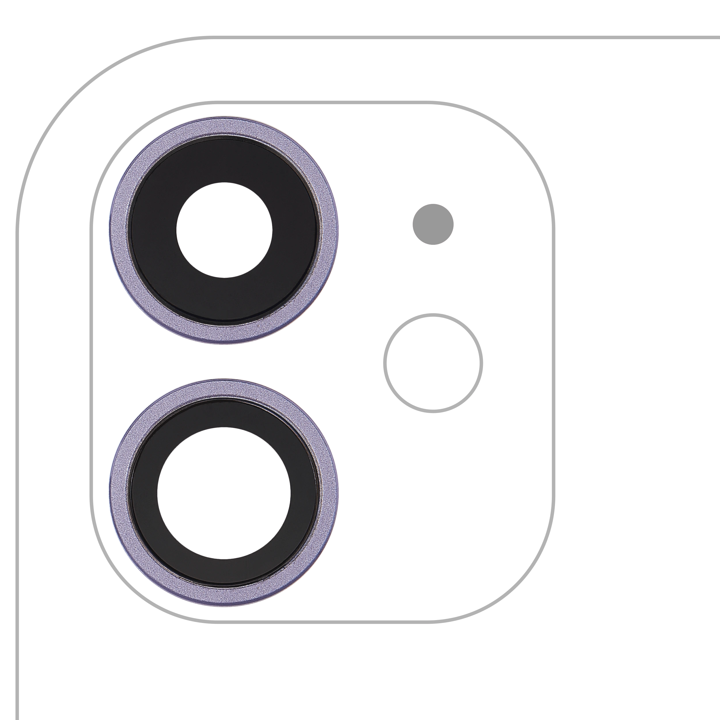 Lente fotocamera posteriore con staffa e Cornice per iPhone 11 ( 2 Piece) (Real Sapphire / Premium) (Viola)