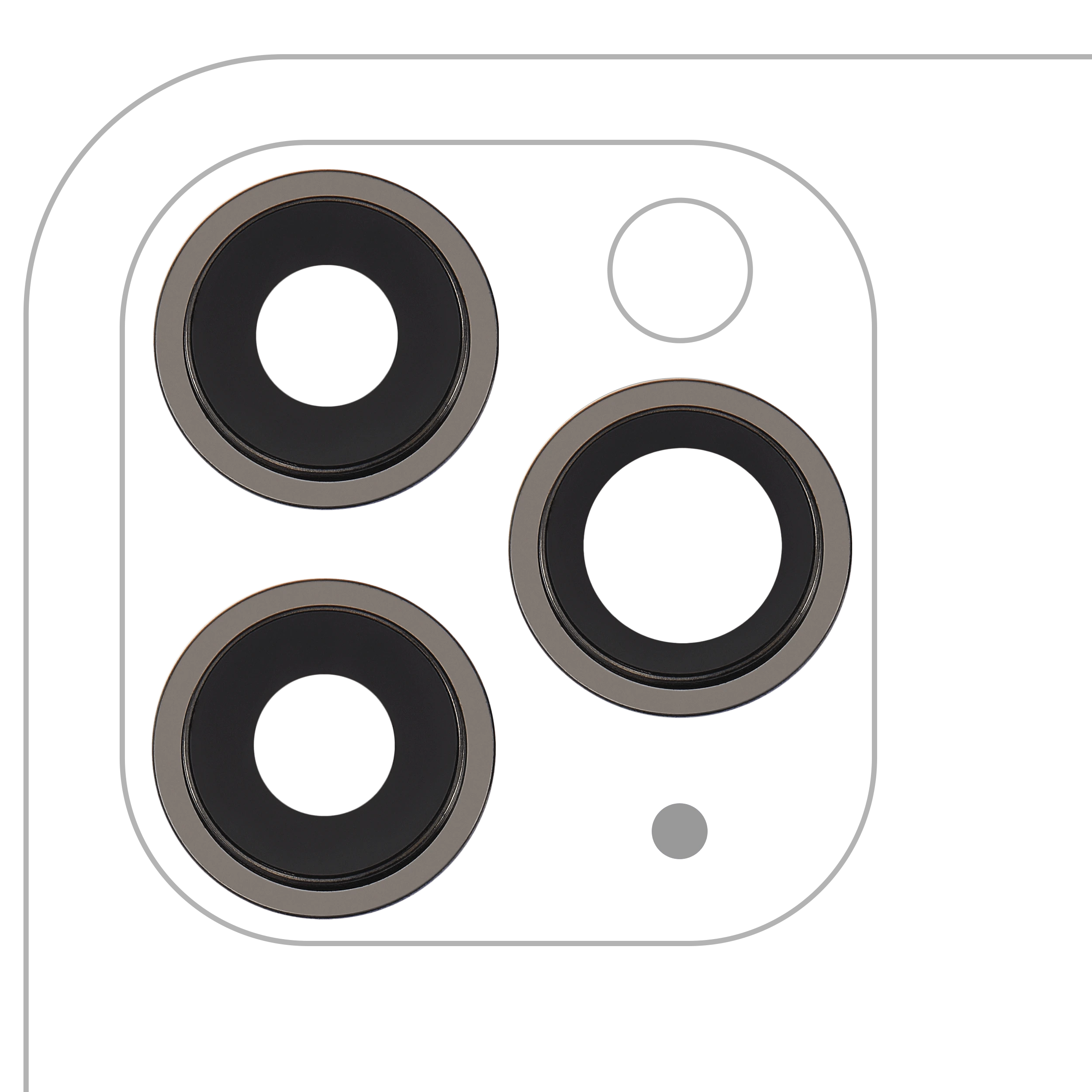 Lente fotocamera posteriore con staffa e Cornice per iPhone 11 Pro / Pro Max (3 set pezzi) (Real Sapphire / Premium) (Nero)