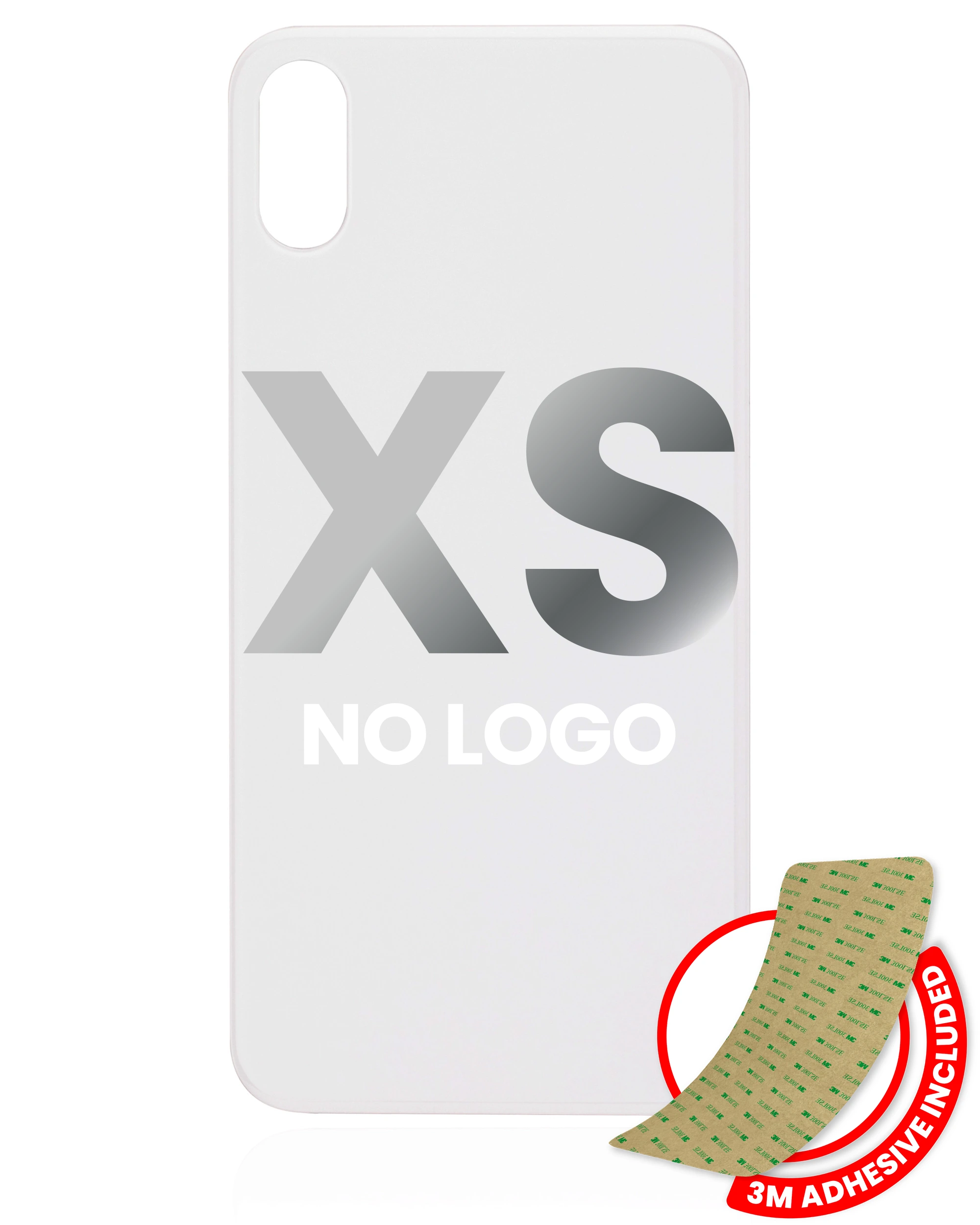 Vetro posteriore con 3M adesivo per iPhone XS (No Logo / Large Camera Hole) (Argento)