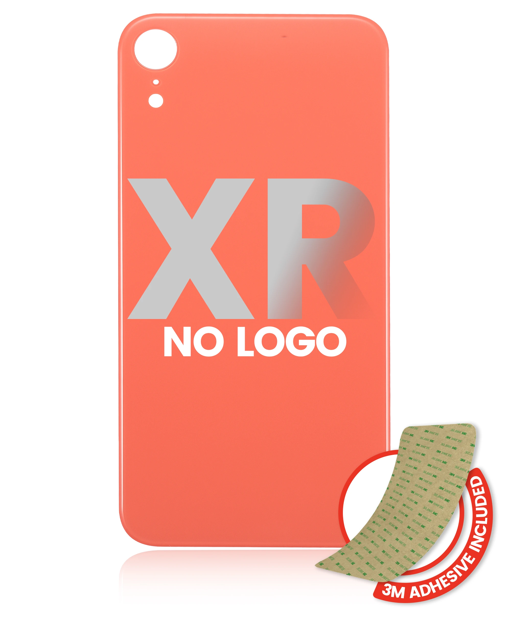 Vetro posteriore con 3M adesivo per iPhone XR (No Logo / Large Camera Hole) (Coral)