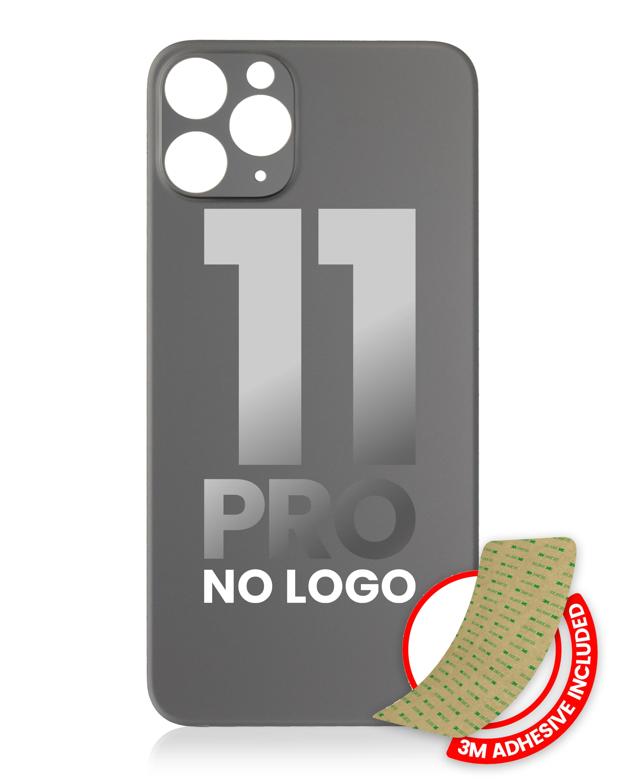 Vetro posteriore con 3M adesivo per iPhone 11 Pro (No Logo / Large Camera Hole) (Grigio siderale)