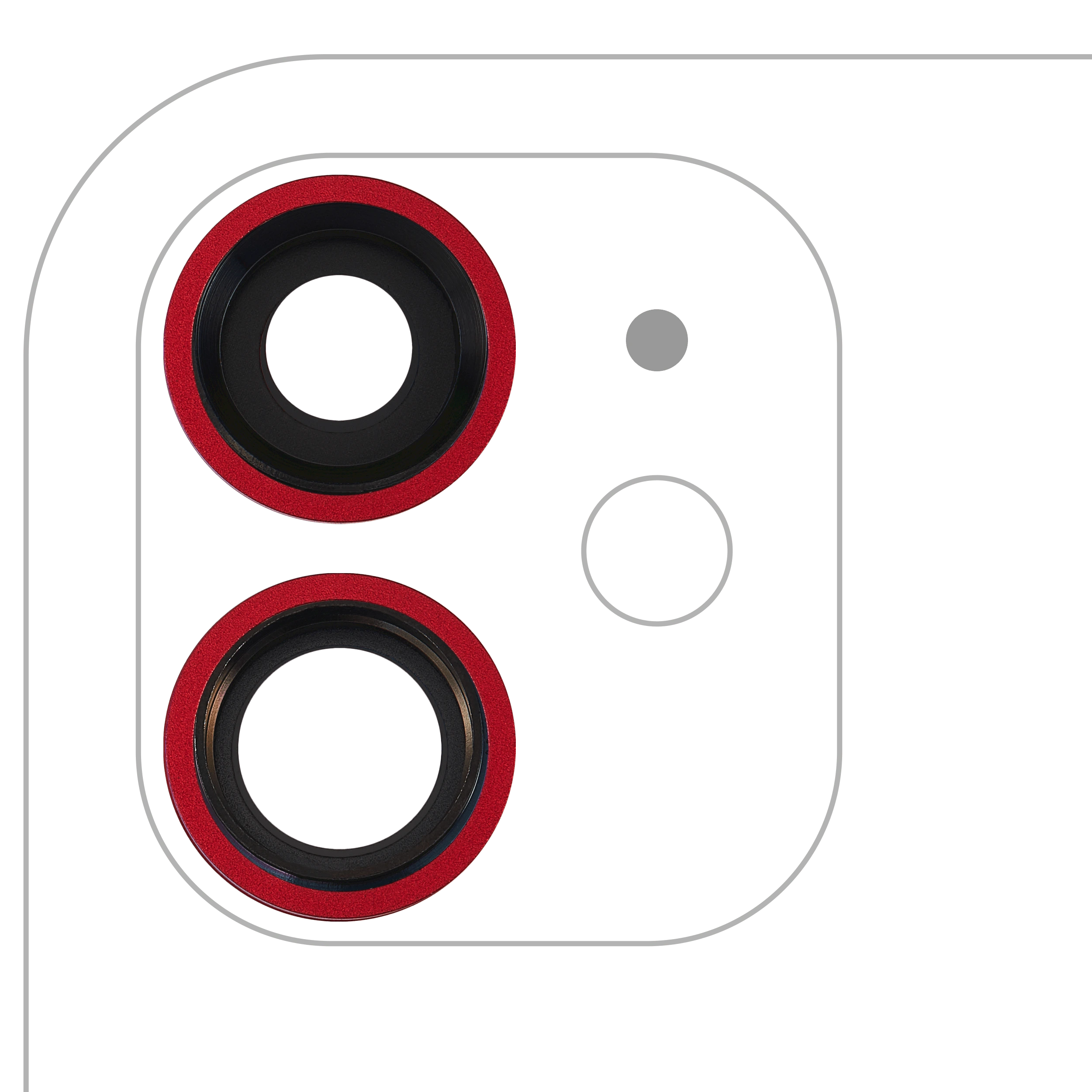 Lente fotocamera posteriore con staffa e Cornice per iPhone 11 ( 2 Piece) (Real Sapphire / Premium) (Rosso)