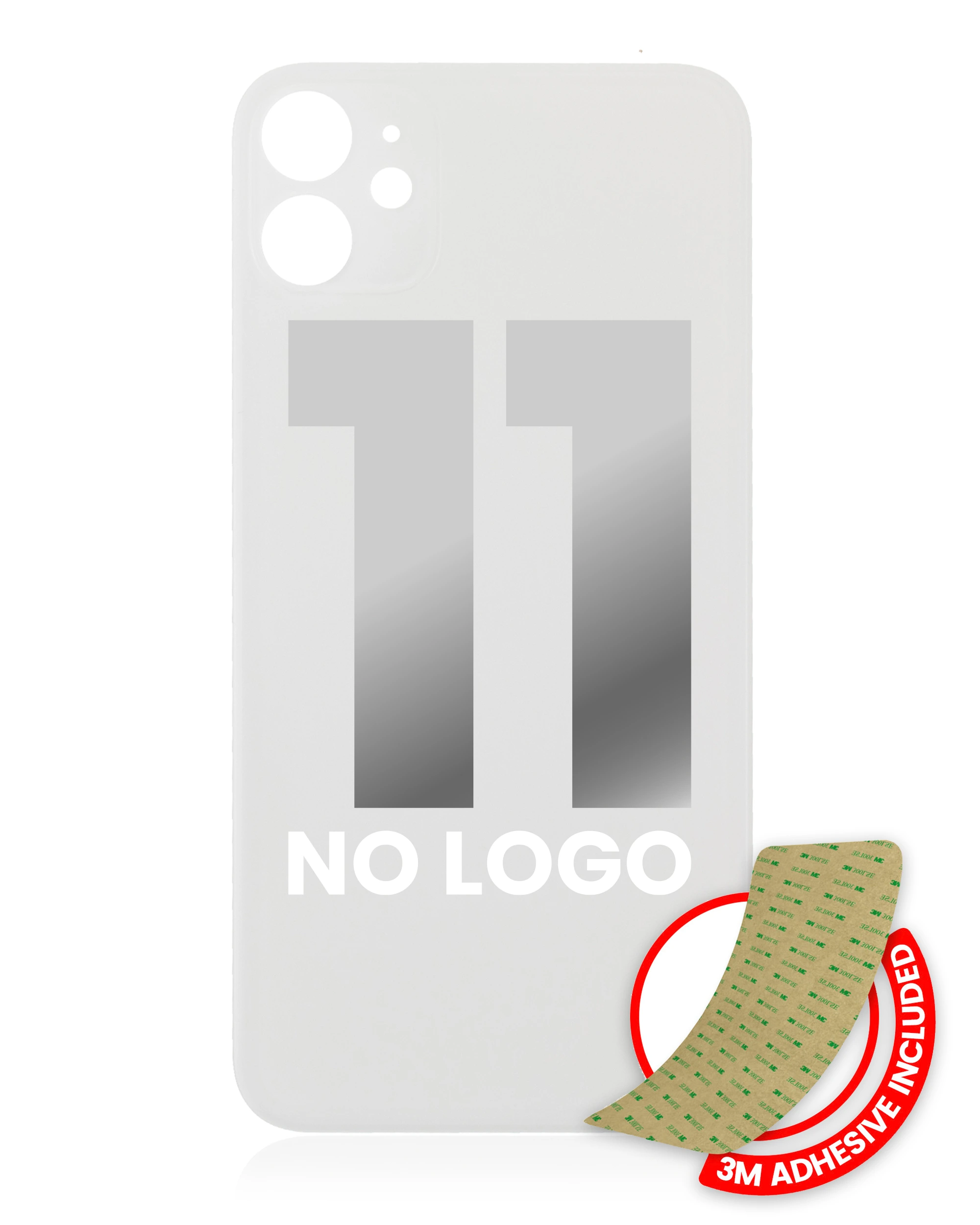 Vetro posteriore con 3M adesivo per iPhone 11 (No Logo / Large Camera Hole) (Bianco)
