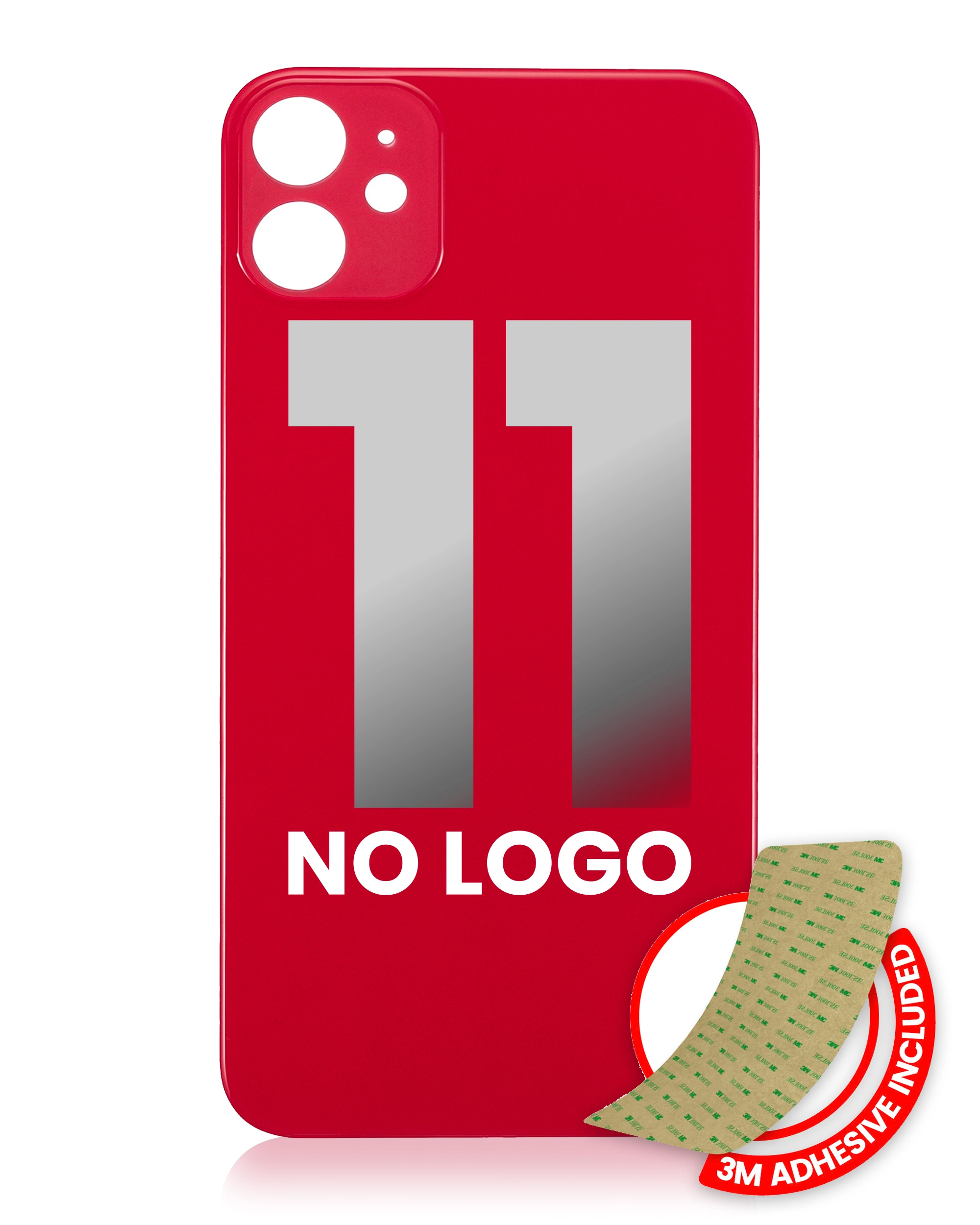 Vetro posteriore con 3M adesivo per iPhone 11 (No Logo / Large Camera Hole) (Rosso)