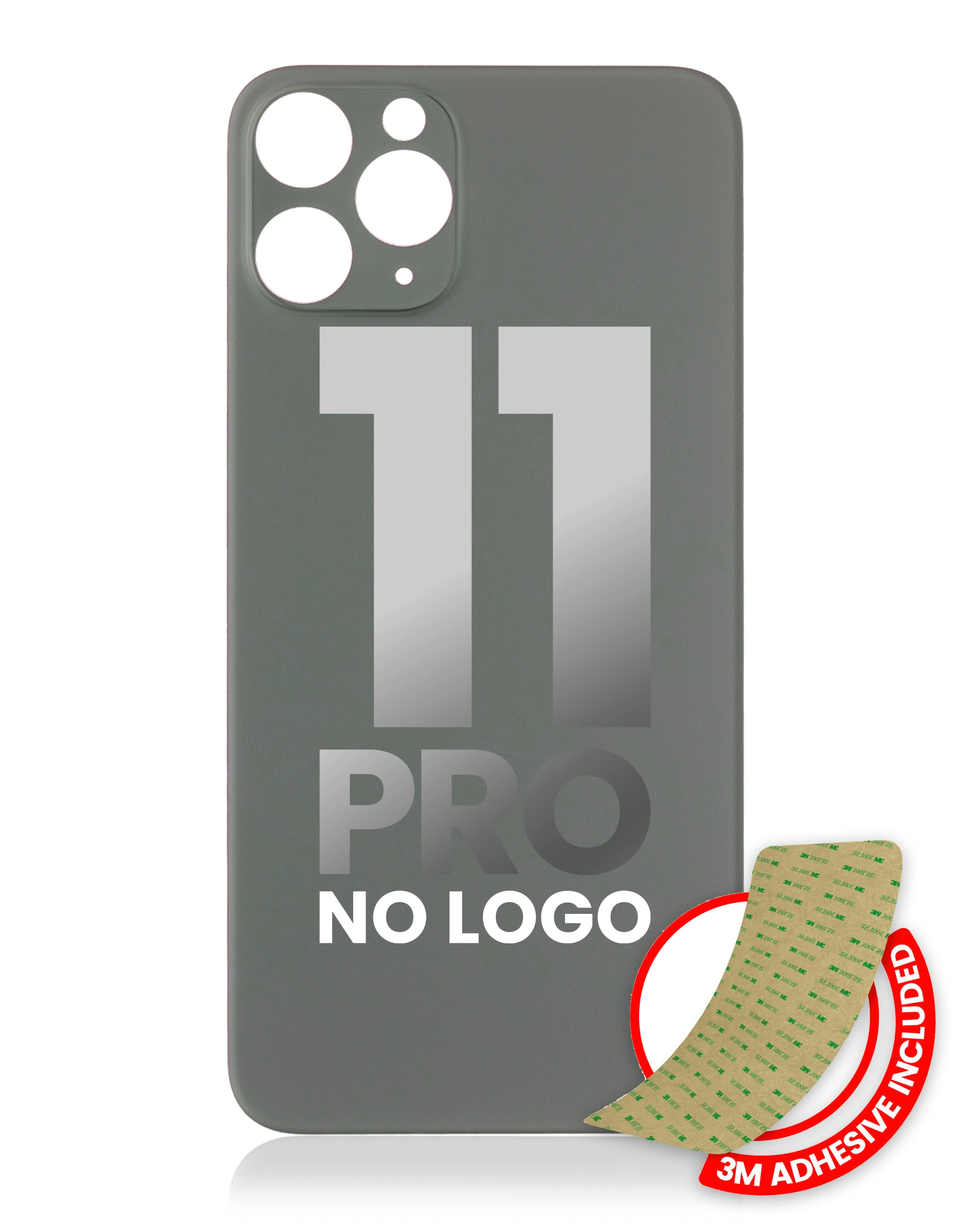 Vetro posteriore con 3M adesivo per iPhone 11 Pro (No Logo / Large Camera Hole) (Mezzanotte Verde)