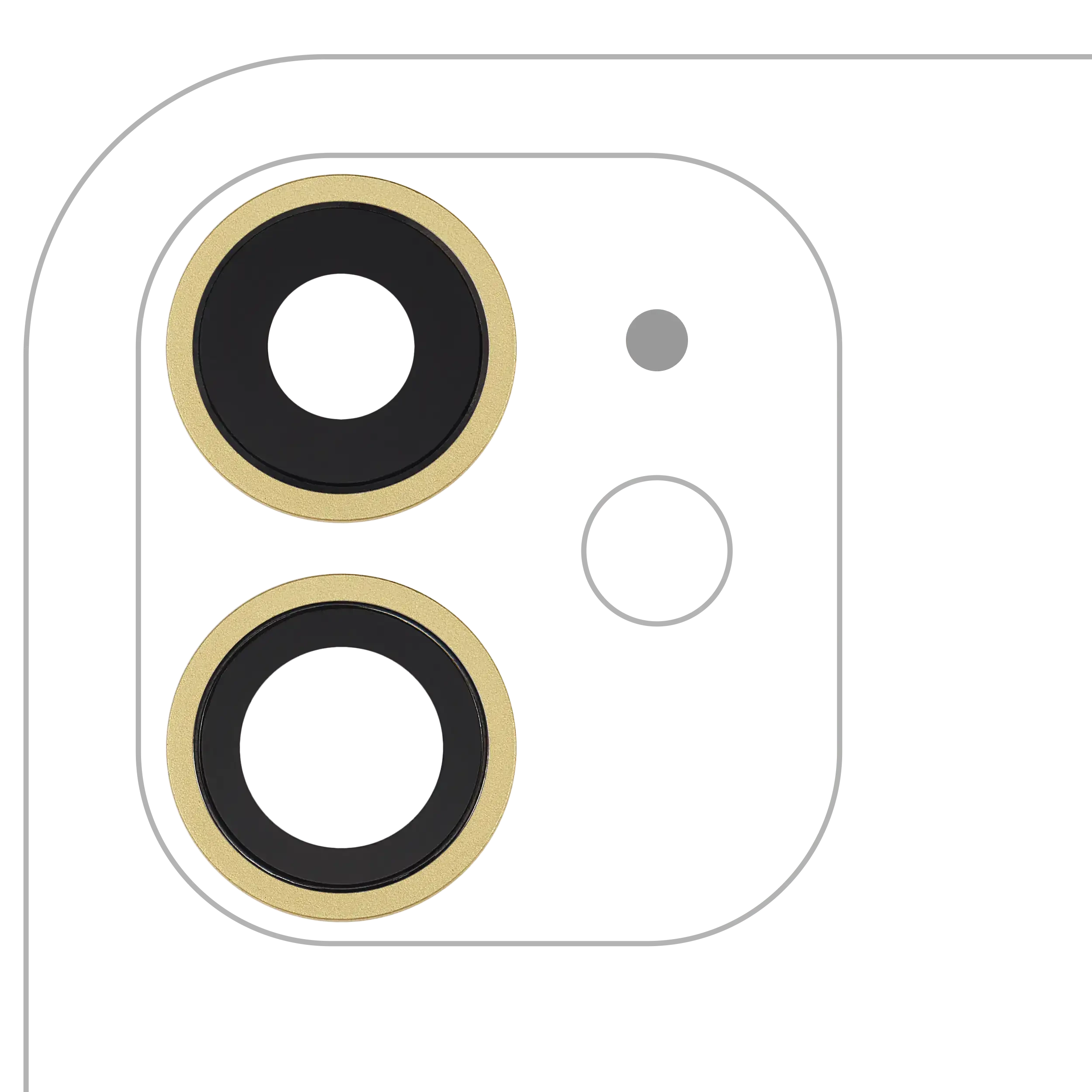 Lente fotocamera posteriore con staffa e Cornice per iPhone 11 ( 2 Piece) (Real Sapphire / Premium) (Giallo)