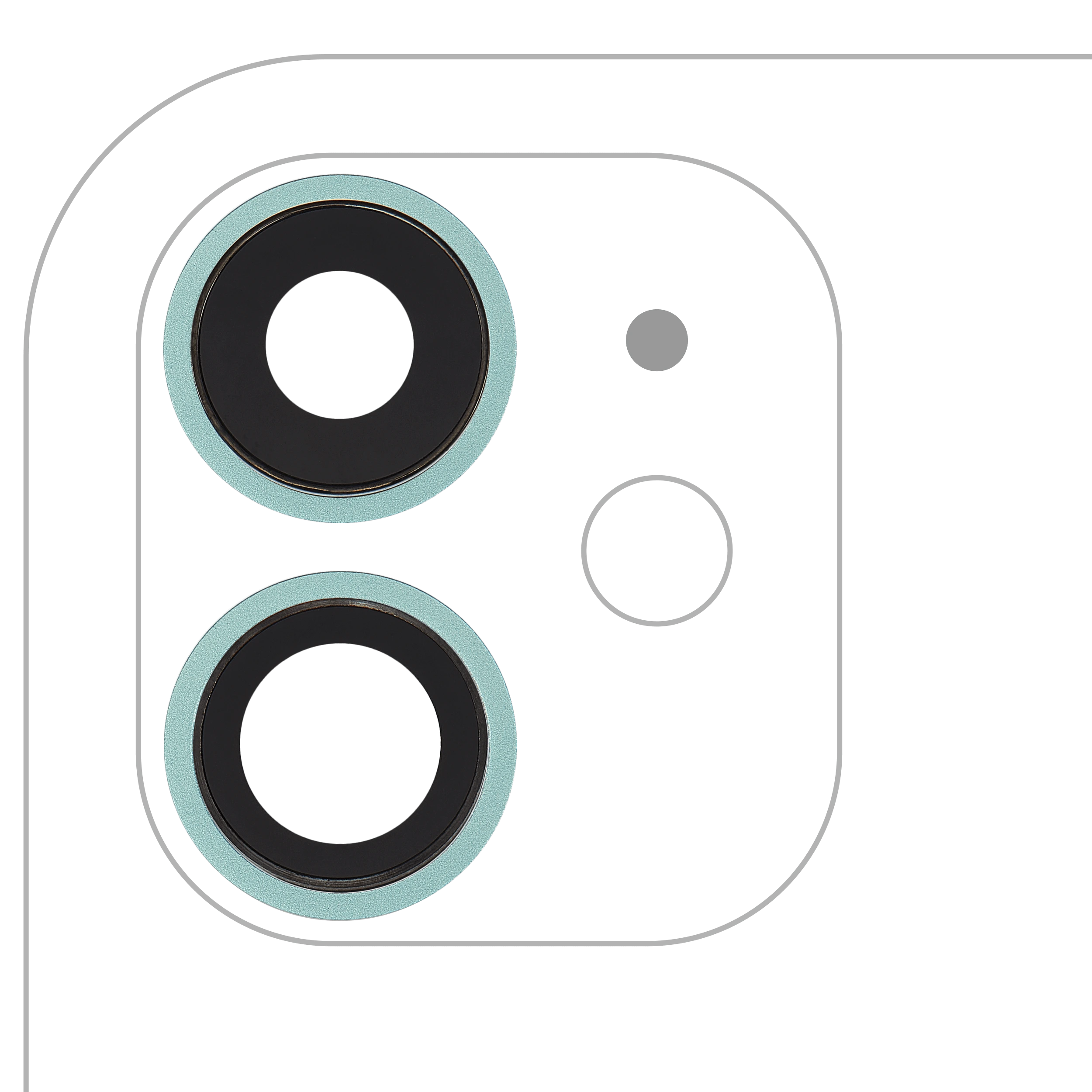 Lente fotocamera posteriore con staffa e Cornice per iPhone 11 ( 2 Piece) (Real Sapphire / Premium) (Verde)