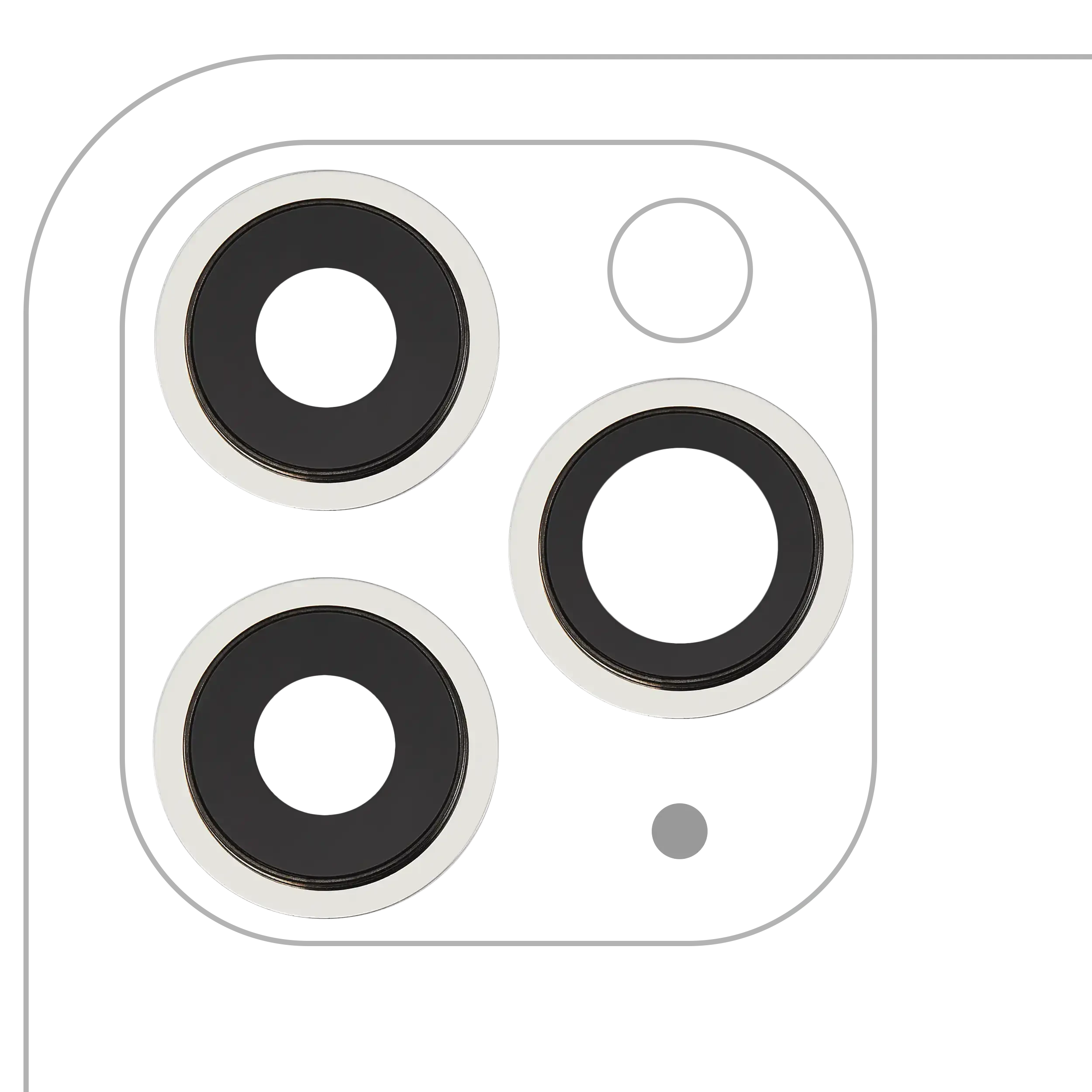 Lente fotocamera posteriore con staffa e Cornice per iPhone 11 Pro / Pro Max (3 set pezzi) (Real Sapphire / Premium) (Bianco)