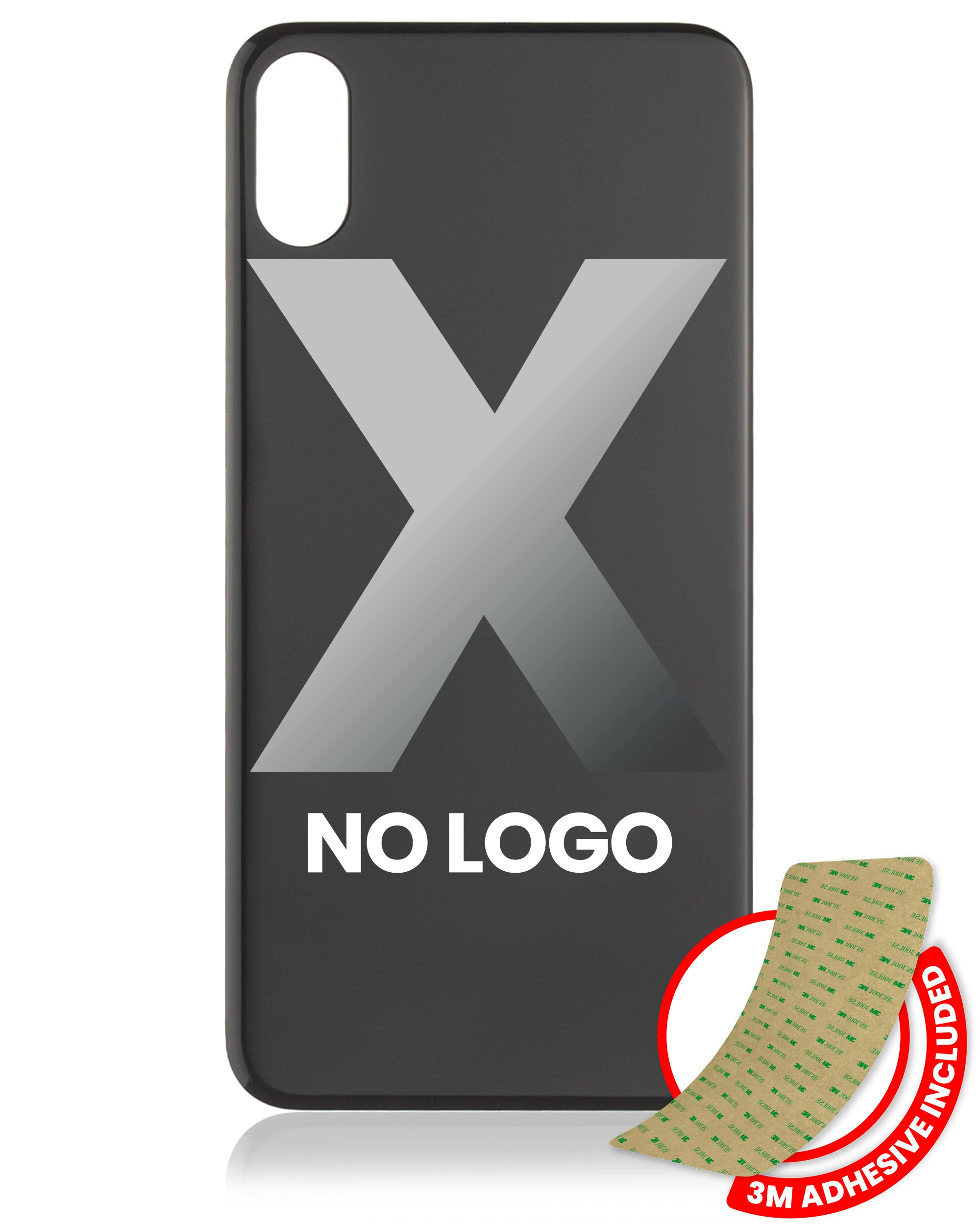 Vetro posteriore con 3M adesivo per iPhone X (No Logo / Large Camera Hole) (Grigio siderale)