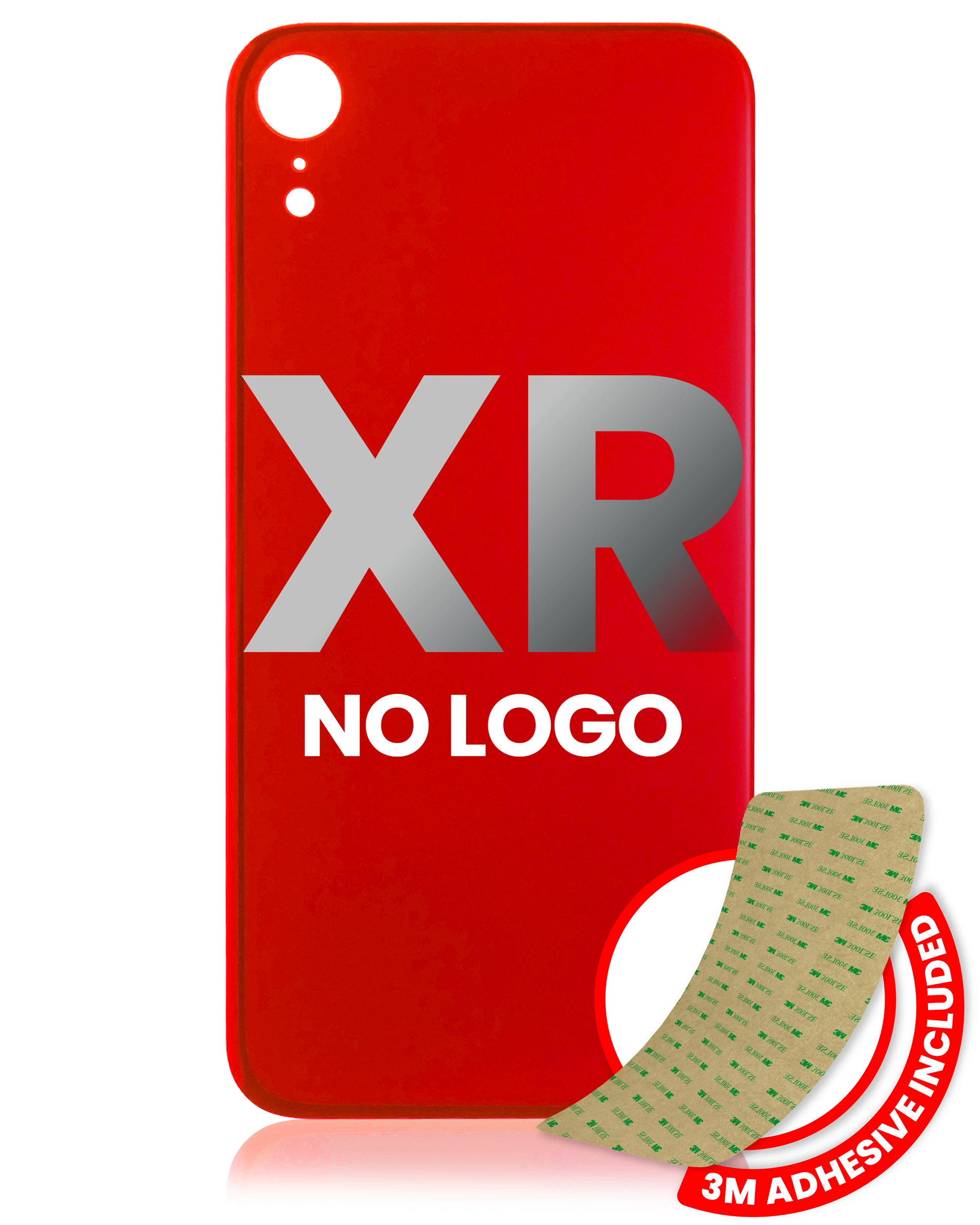 Vetro posteriore con 3M adesivo per iPhone XR (No Logo / Large Camera Hole) (Rosso)