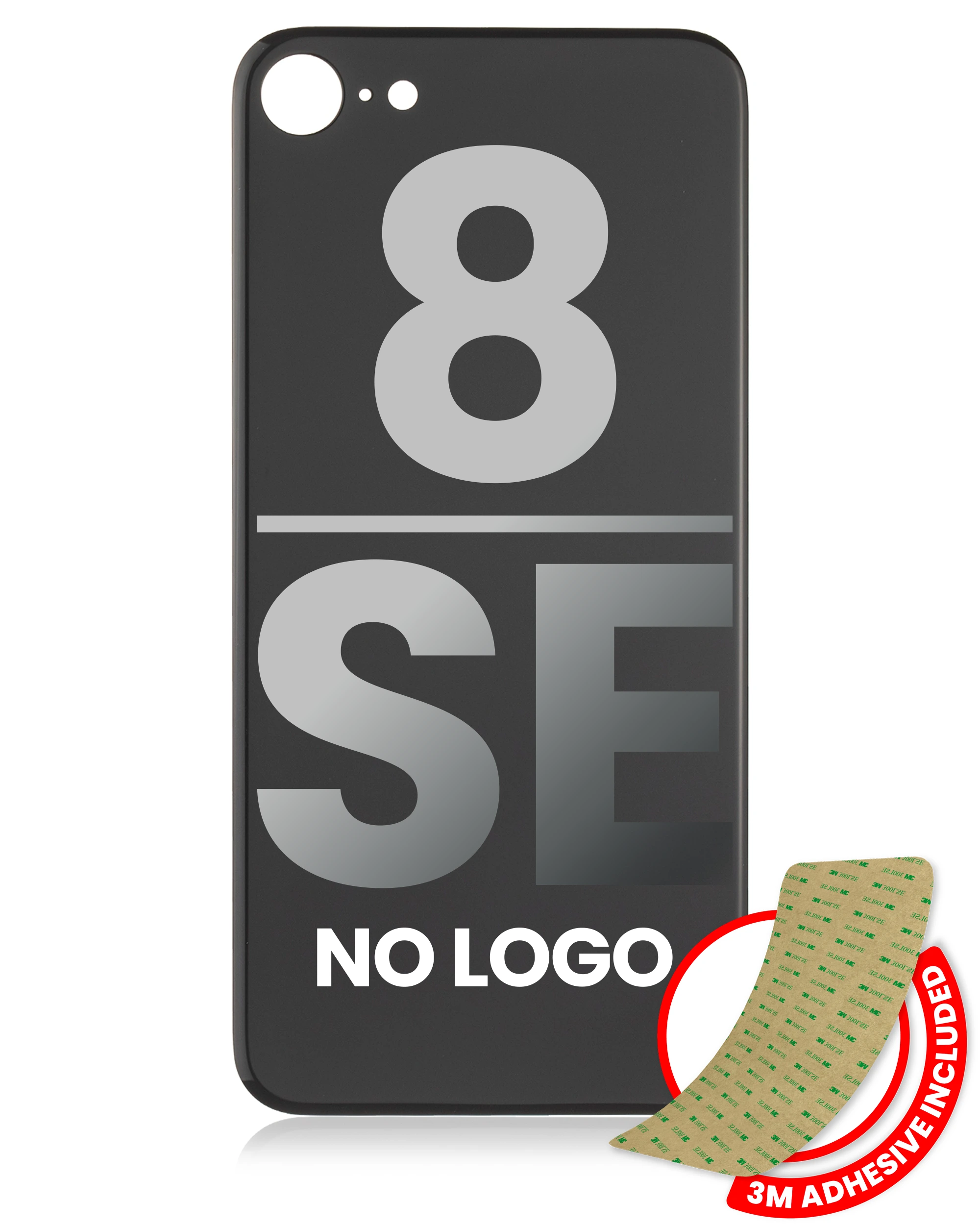 Vetro posteriore con 3M adesivo per iPhone 8 / SE (2020) (No Logo / Large Camera Hole) (Grigio siderale)