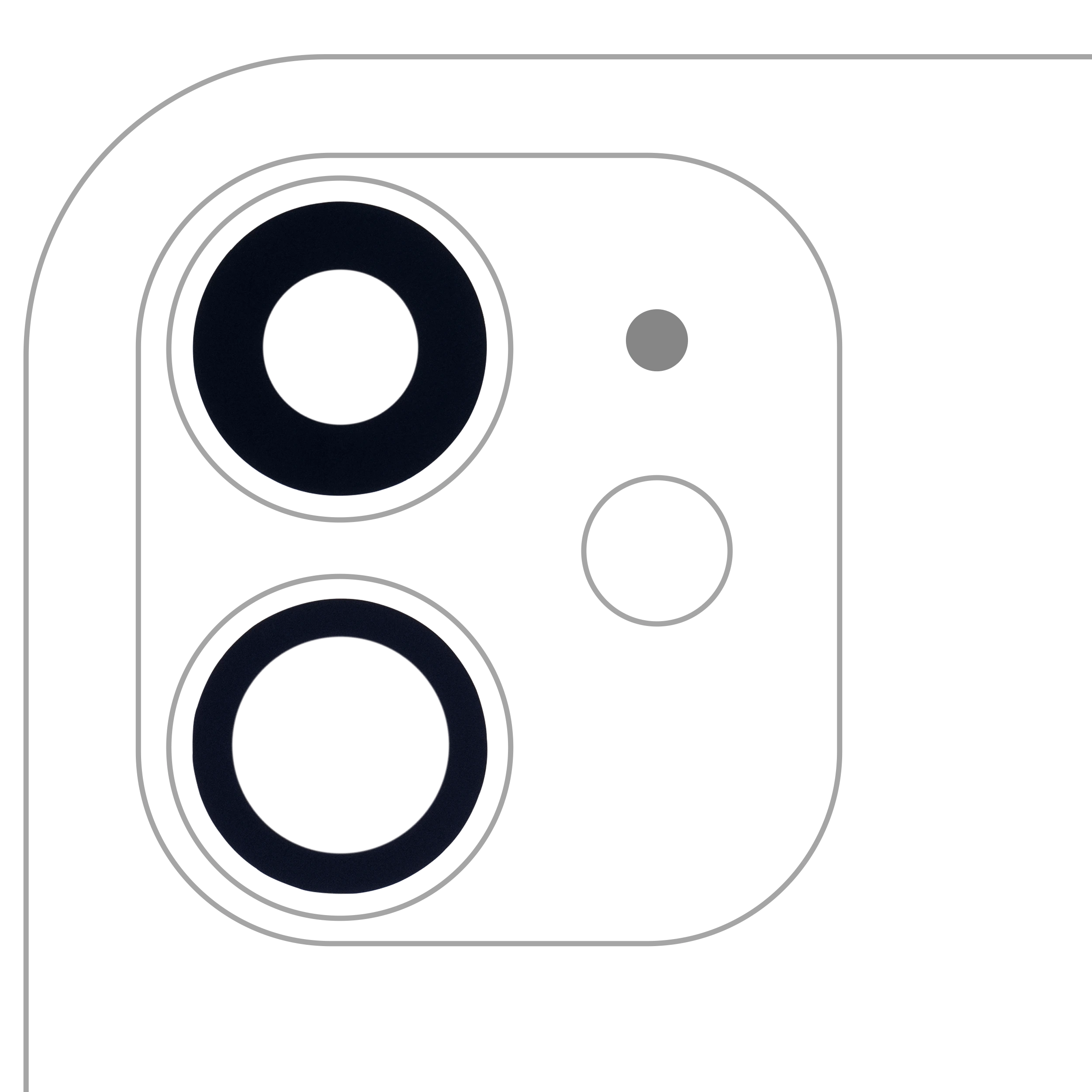 Lente fotocamera posteriore (solo vetro) con adesivo per iPhone 11 (2 set pezzi) (10 pezzi) (Real Sapphire / Premium)