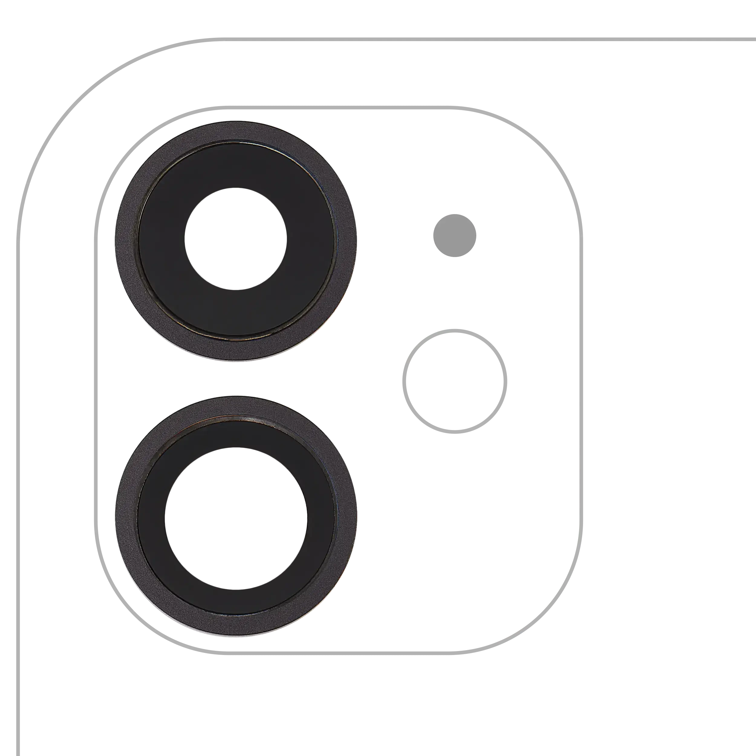 Lente fotocamera posteriore con staffa e Cornice per iPhone 11 ( 2 Piece) (Real Sapphire / Premium) (Nero)