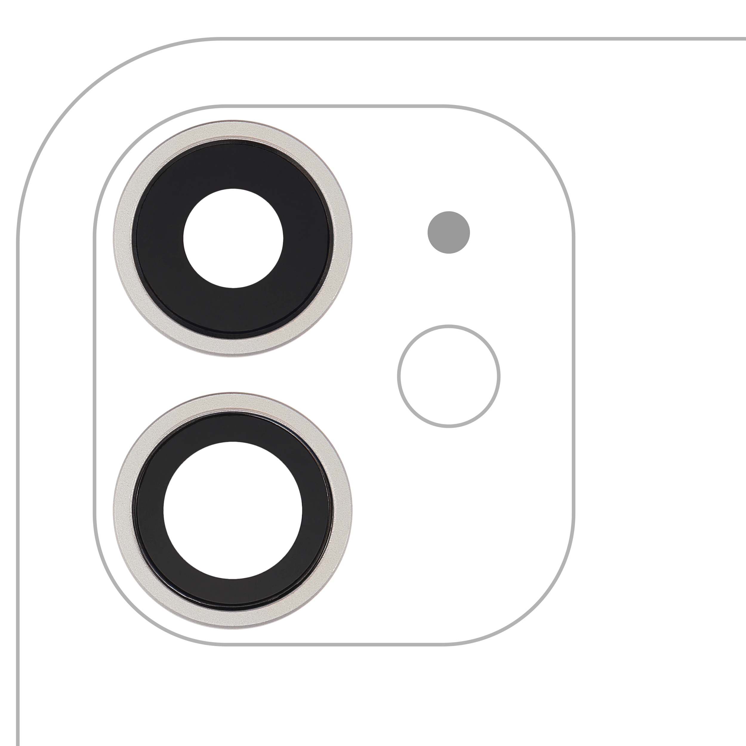 Lente fotocamera posteriore con staffa e Cornice per iPhone 11 ( 2 Piece) (Real Sapphire / Premium) (Bianco)