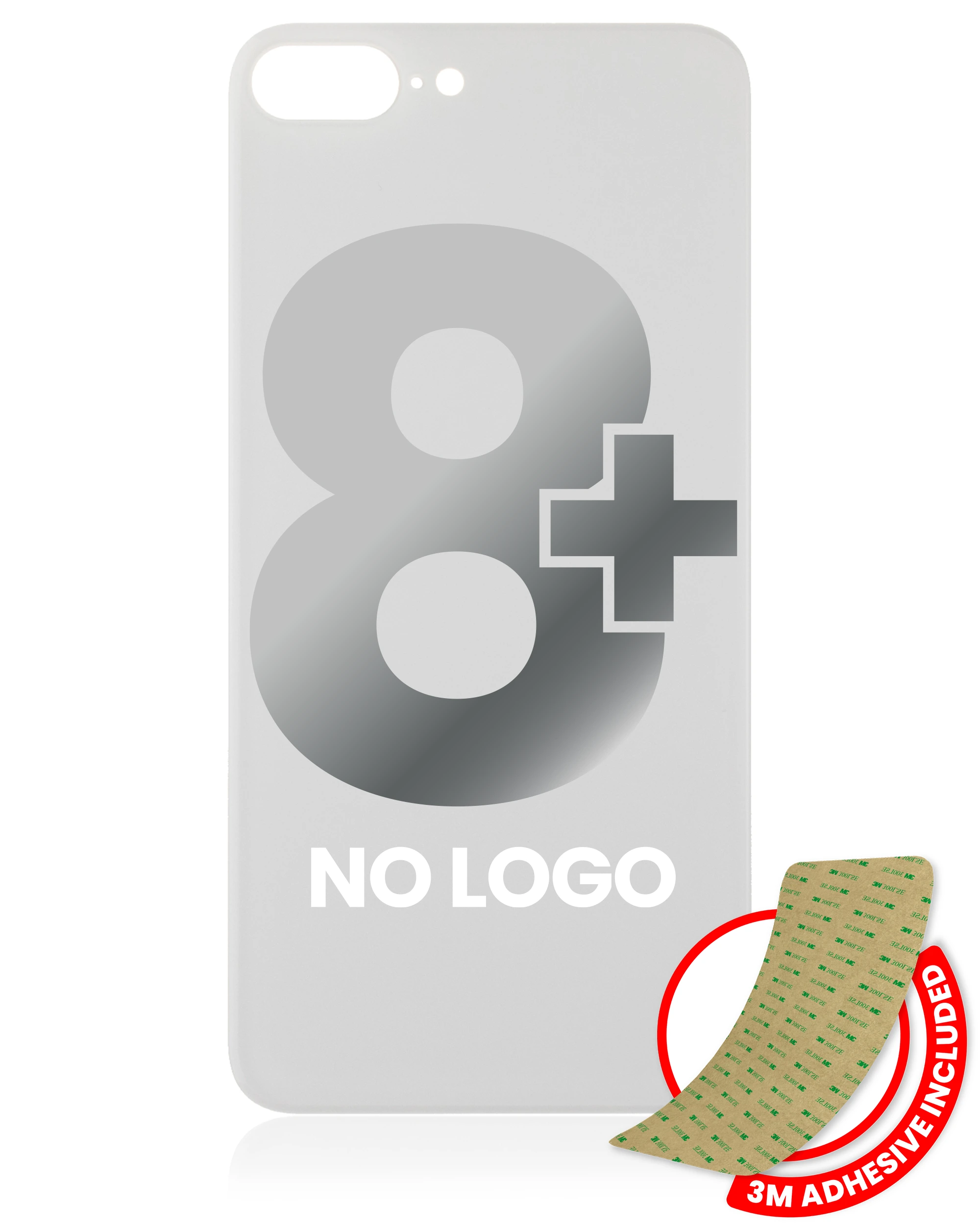 Vetro posteriore con 3M adesivo per iPhone 8 Plus (No Logo / Large Camera Hole) (Argento)
