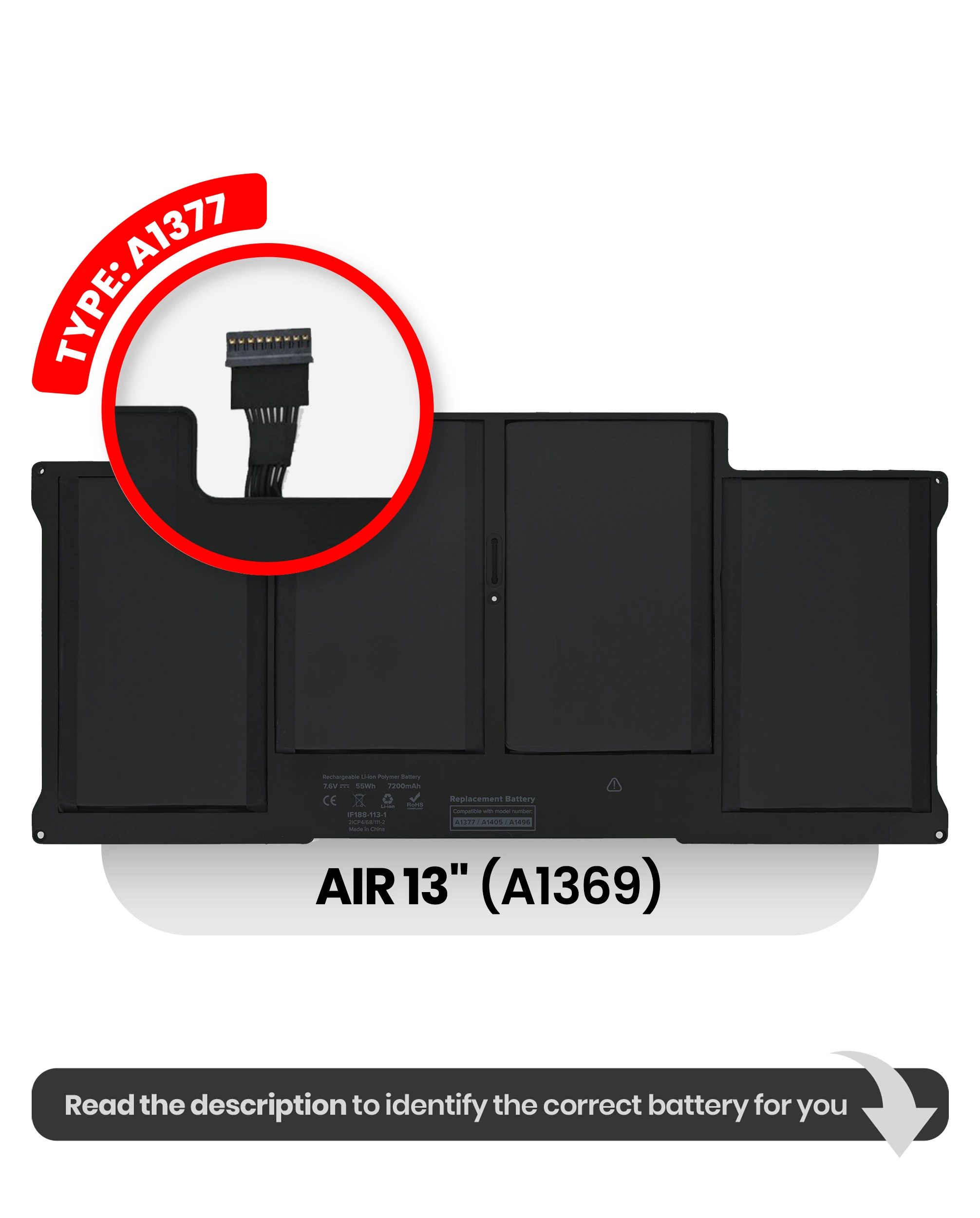 Batteria (A1377) per MacBook Air 13" A1369 (2010)