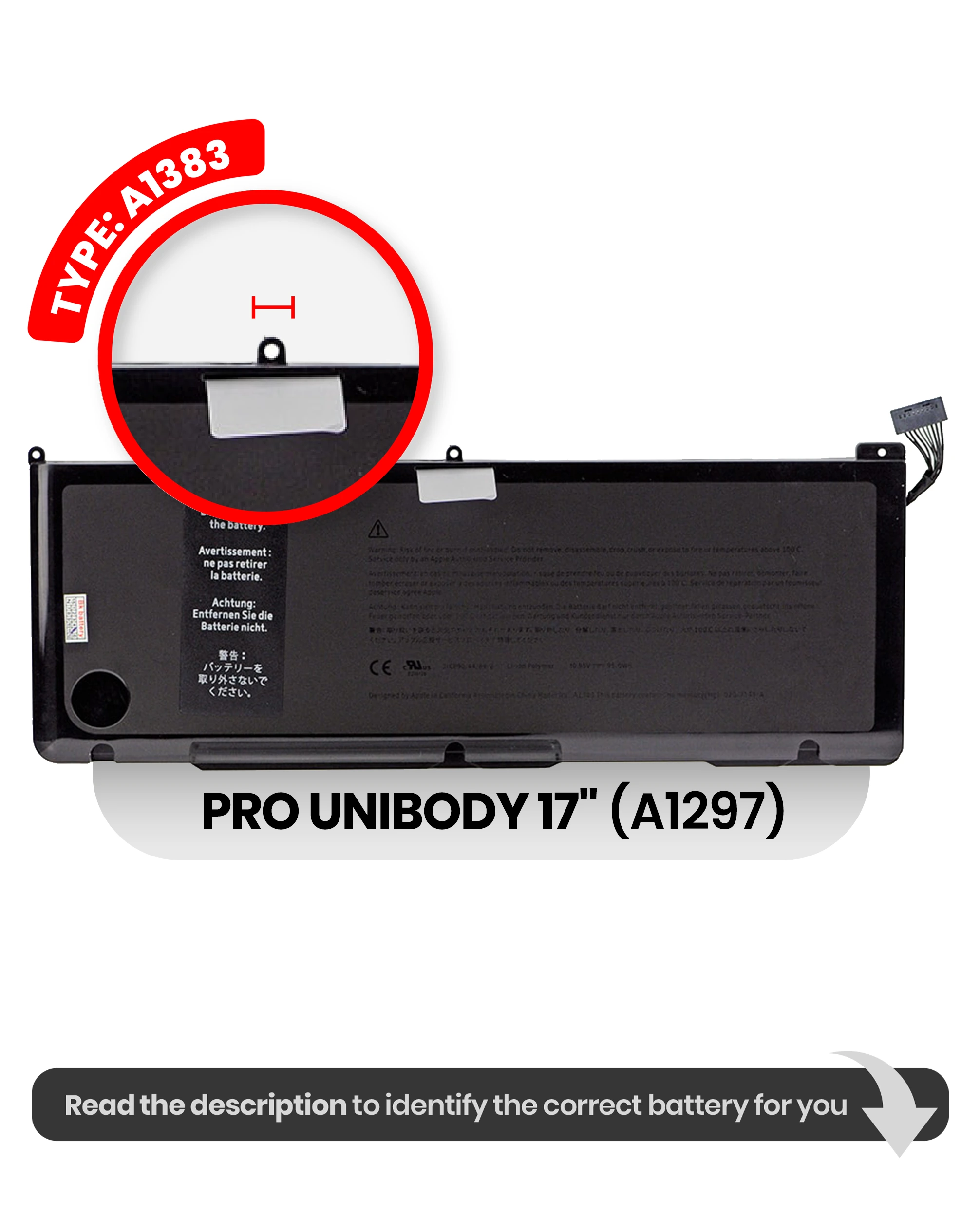 Batteria di ricambio (A1383) per MacBook Pro 17" A1297 (2011)