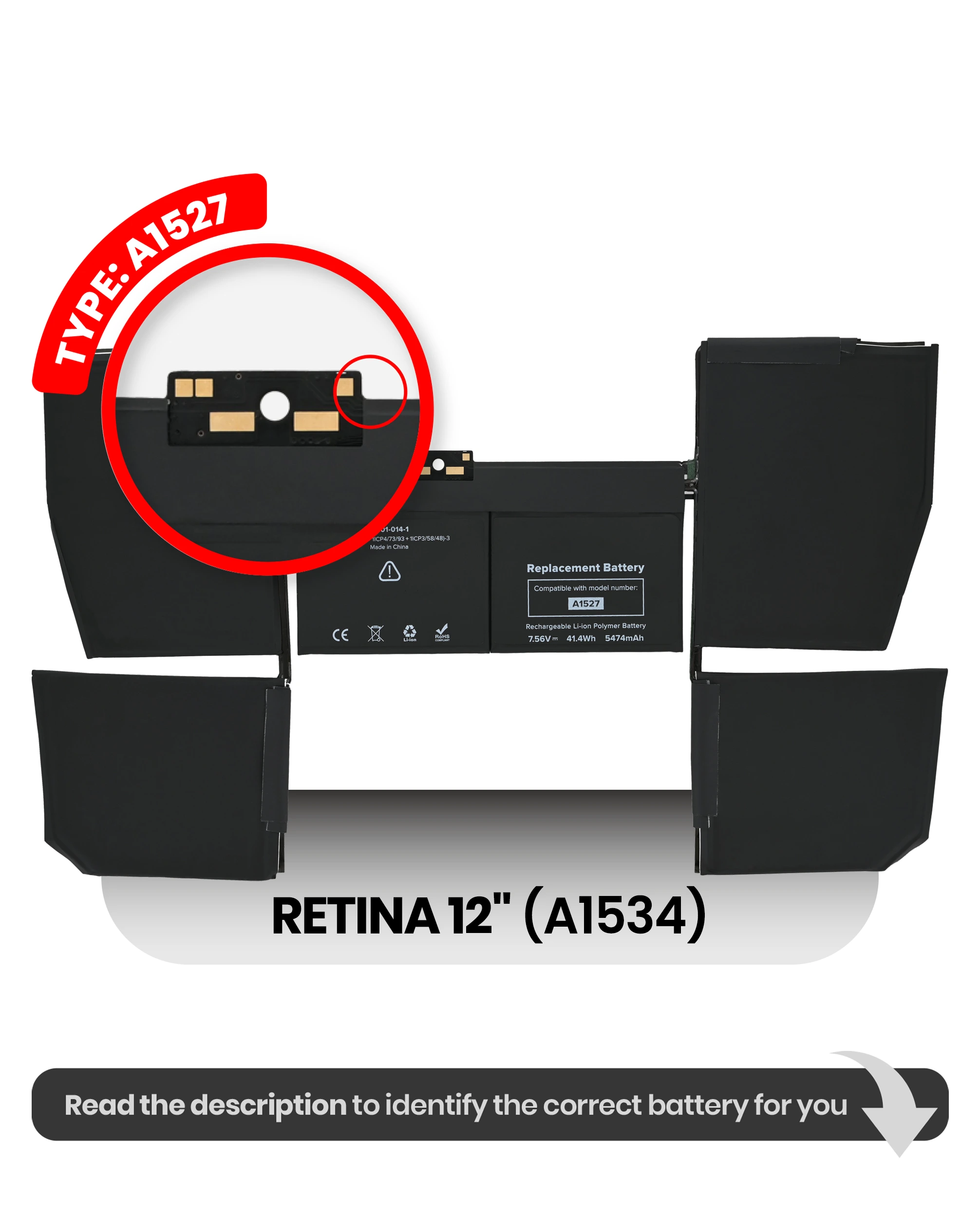 Batteria (A1527) per MacBook 12" A1534 (2015)