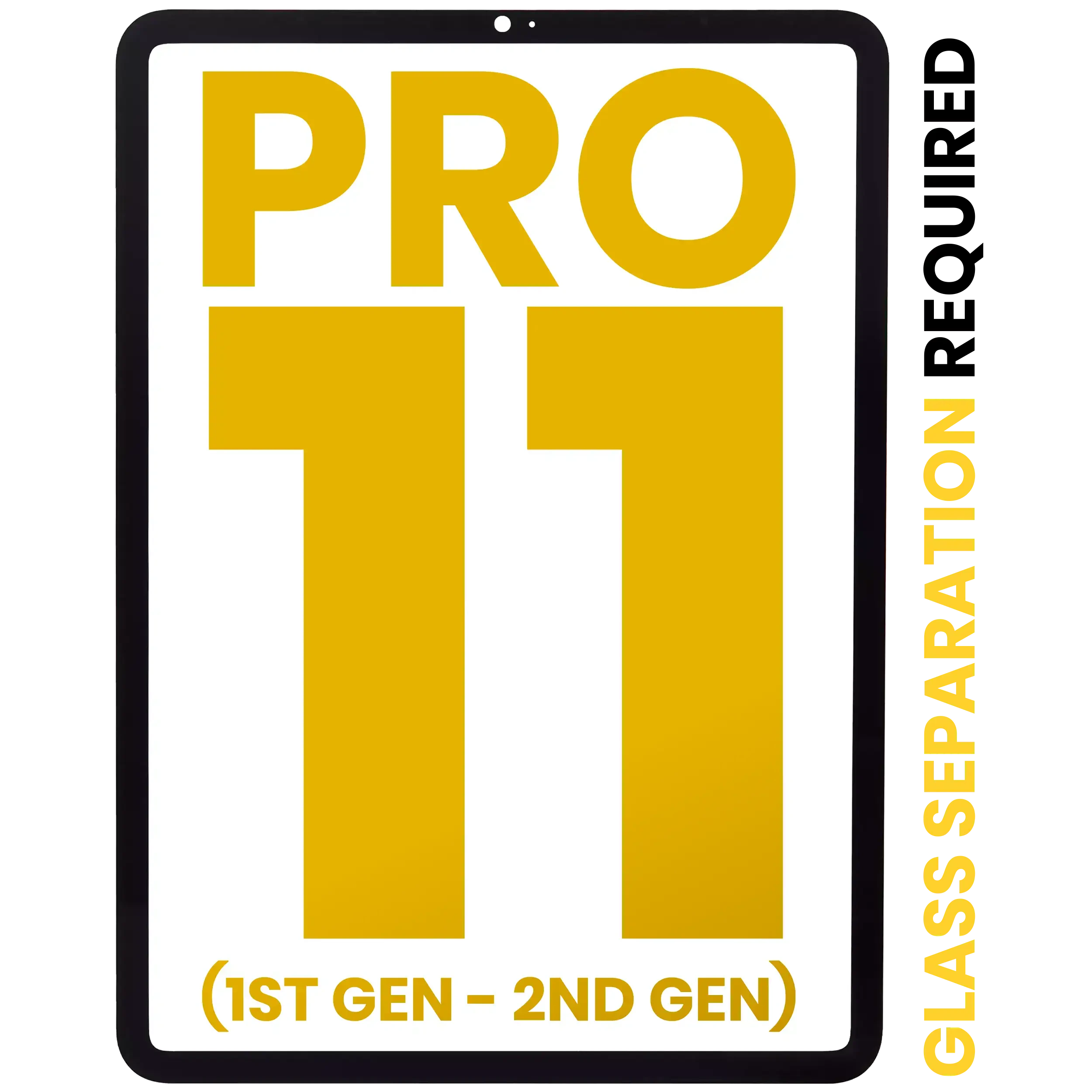 Solo vetro frontale per iPad Pro 11" 1st Gen (2018) / iPad Pro 11" 2nd Gen (2020) (tutti i colori) (separazione vetro richiesta)