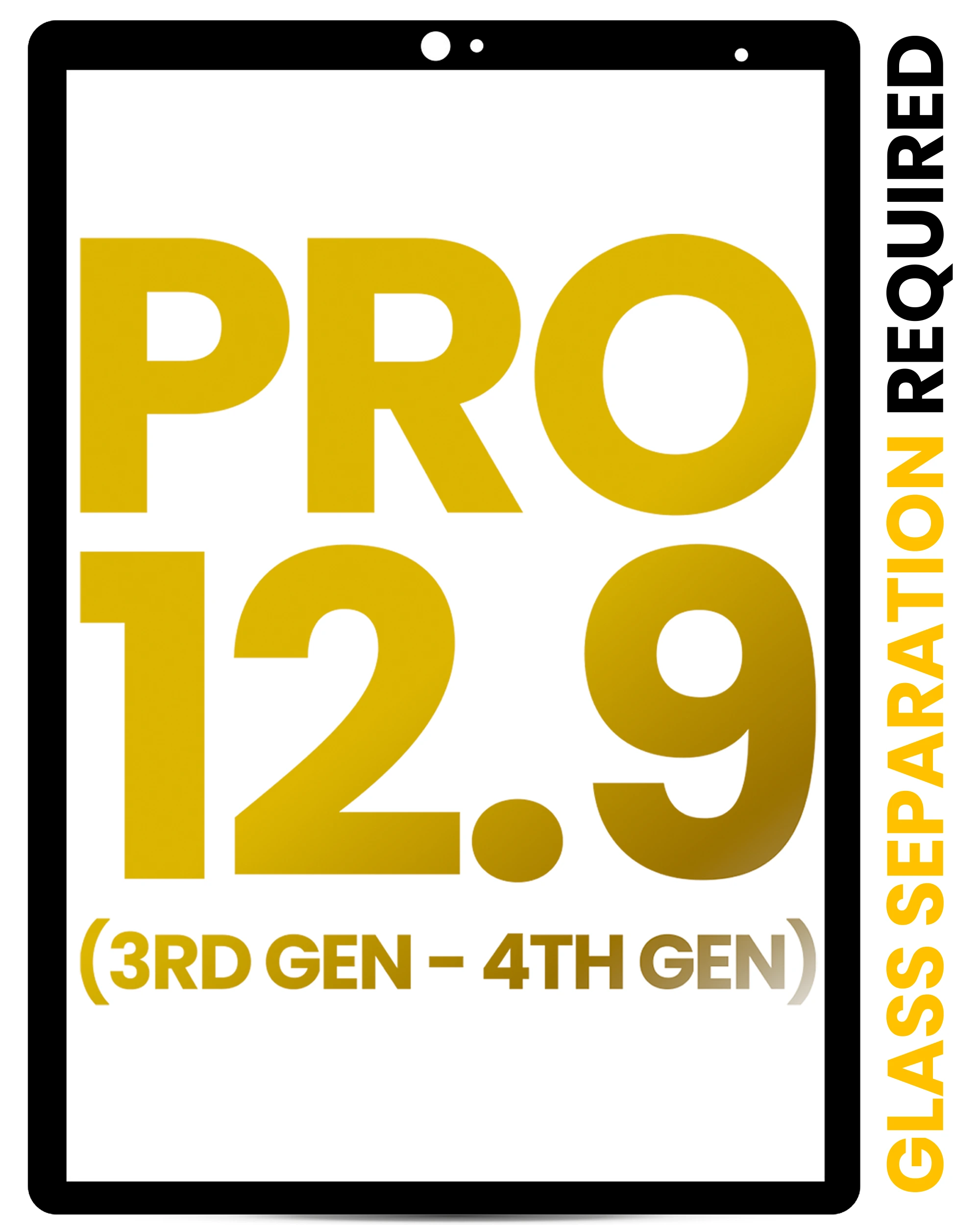 Vetro frontale per iPad Pro 12.9" 3rd Gen (2018) / 4th Gen (2020) (tutti i colori) (separazione vetro richiesta)