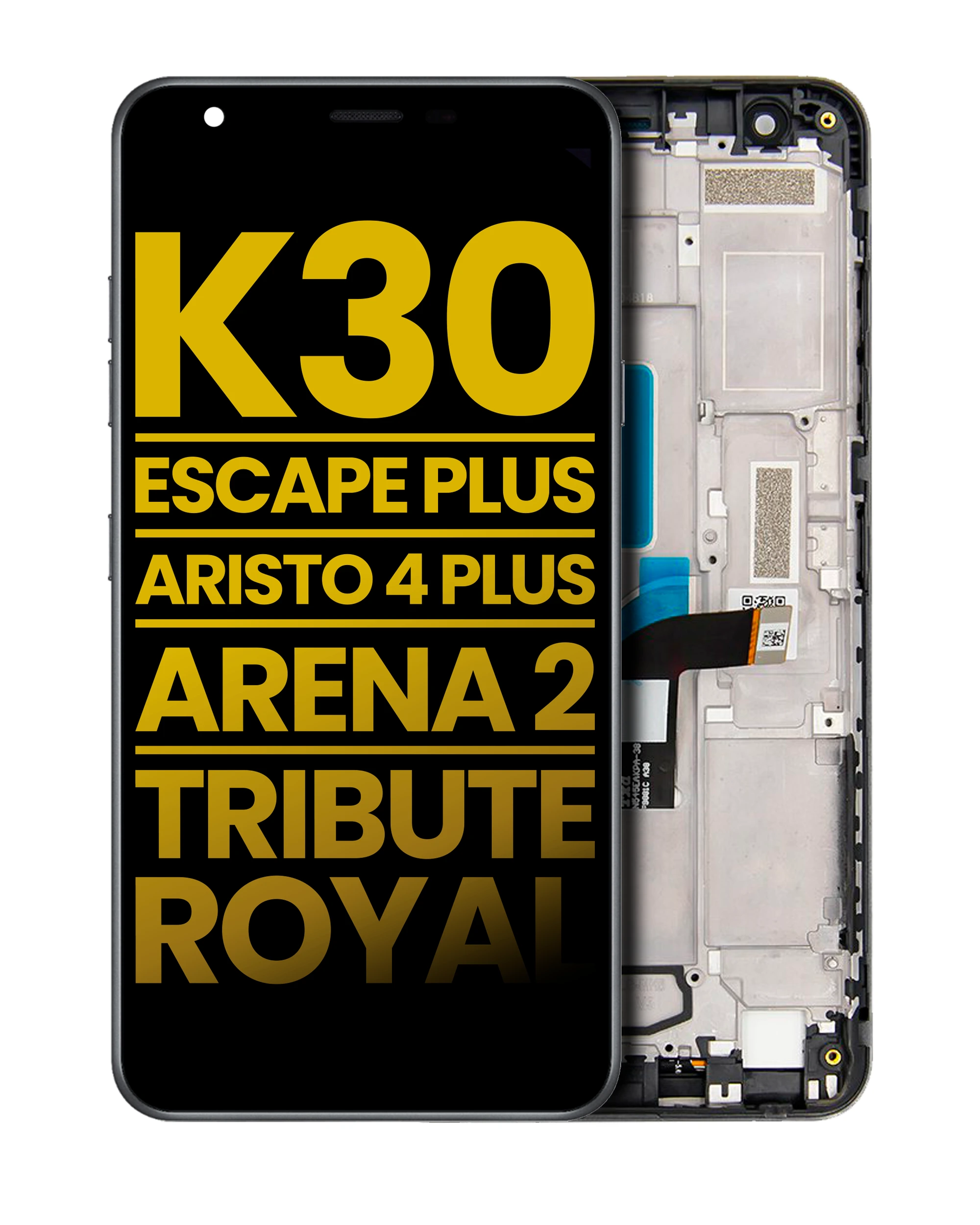 Display LCD completo con Frame per LG K30 (2019) / Escape Plus / Aristo 4 Plus / Arena 2 / Tribute Royal (Refurbished) (tutti i colori)