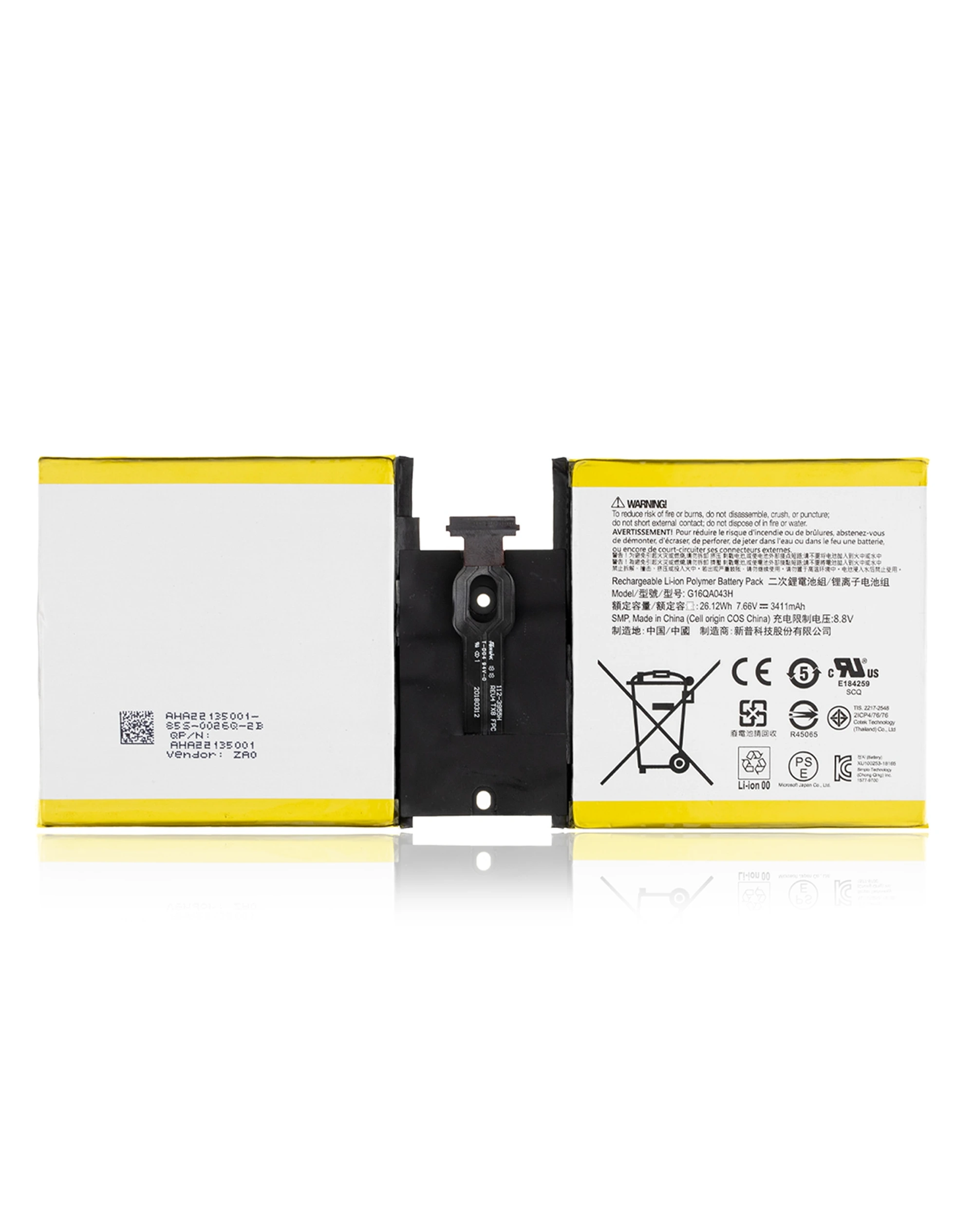 Batteria di ricambio per Microsoft Surface Go (1824 / 1825) (G16QA043H)