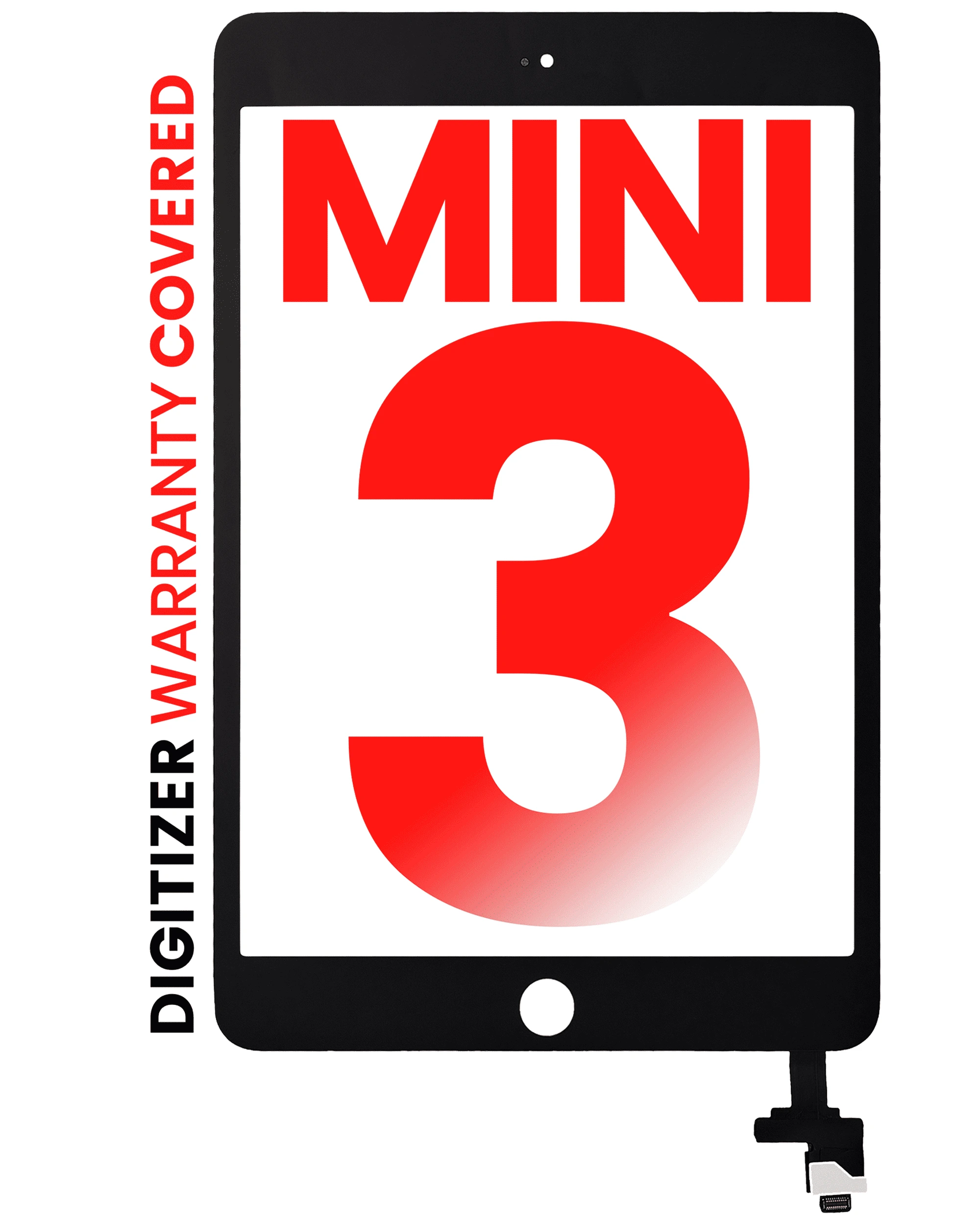 Touch screen con IC Chip per iPad Mini 3 (No Tasto Home Installed) (Aftermarket Pro: XO7) (Nero)