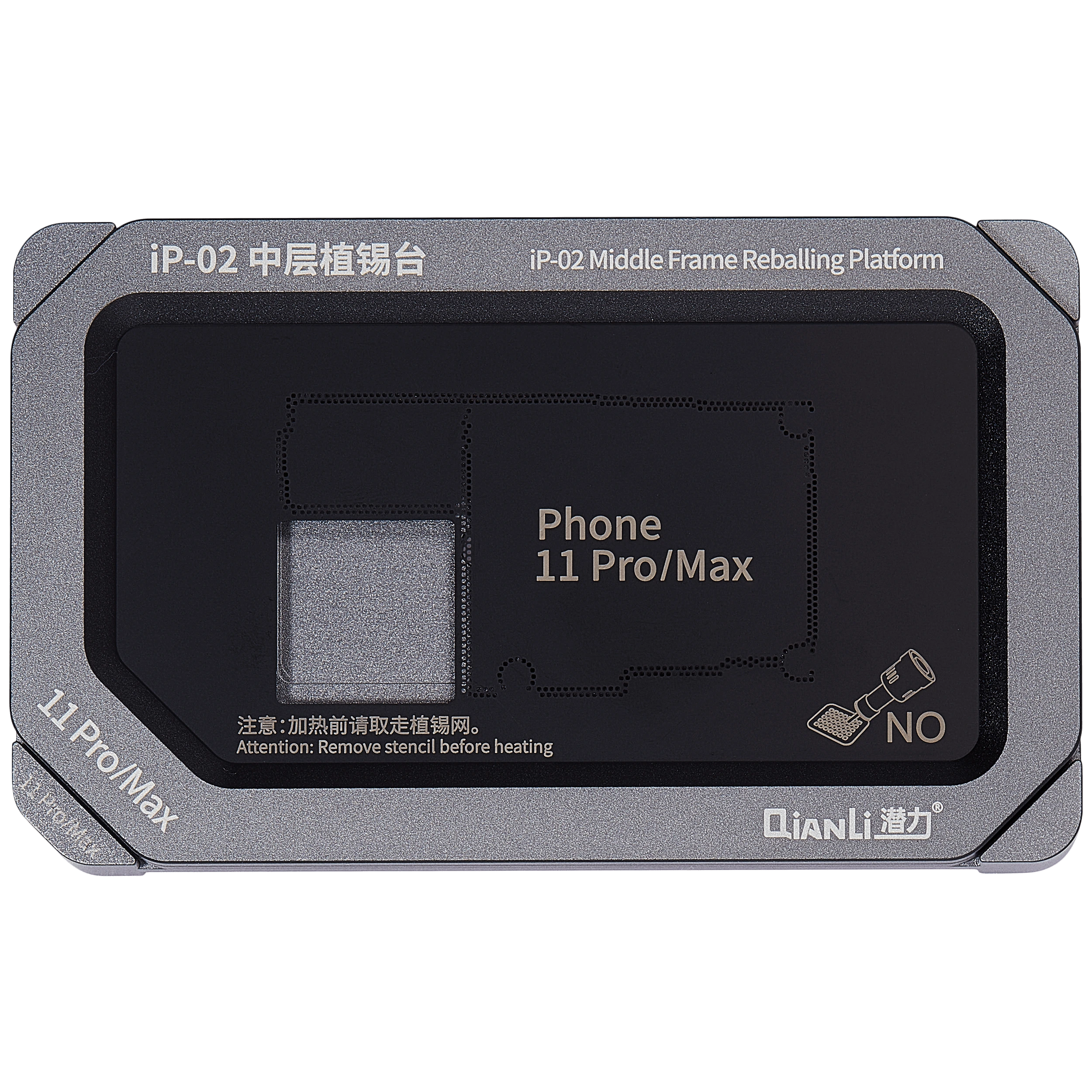 Metal Frame centrale Reballing Platform (IP-02) per iPhone 11 / 11 Pro / 11 Pro Max (Qianli)
