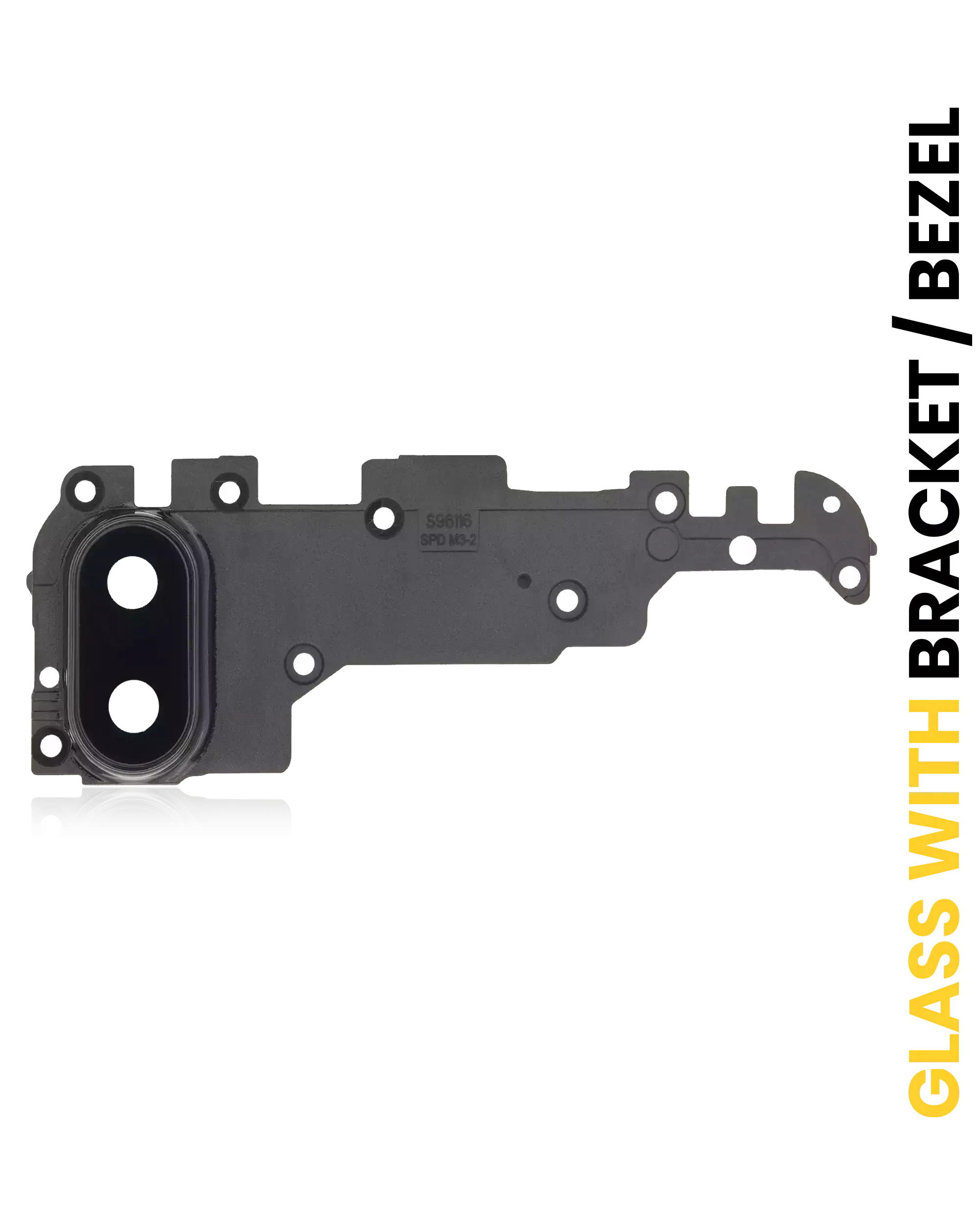 Lente fotocamera posteriore con staffa / Cornice per Samsung Galaxy A10S (Nero)