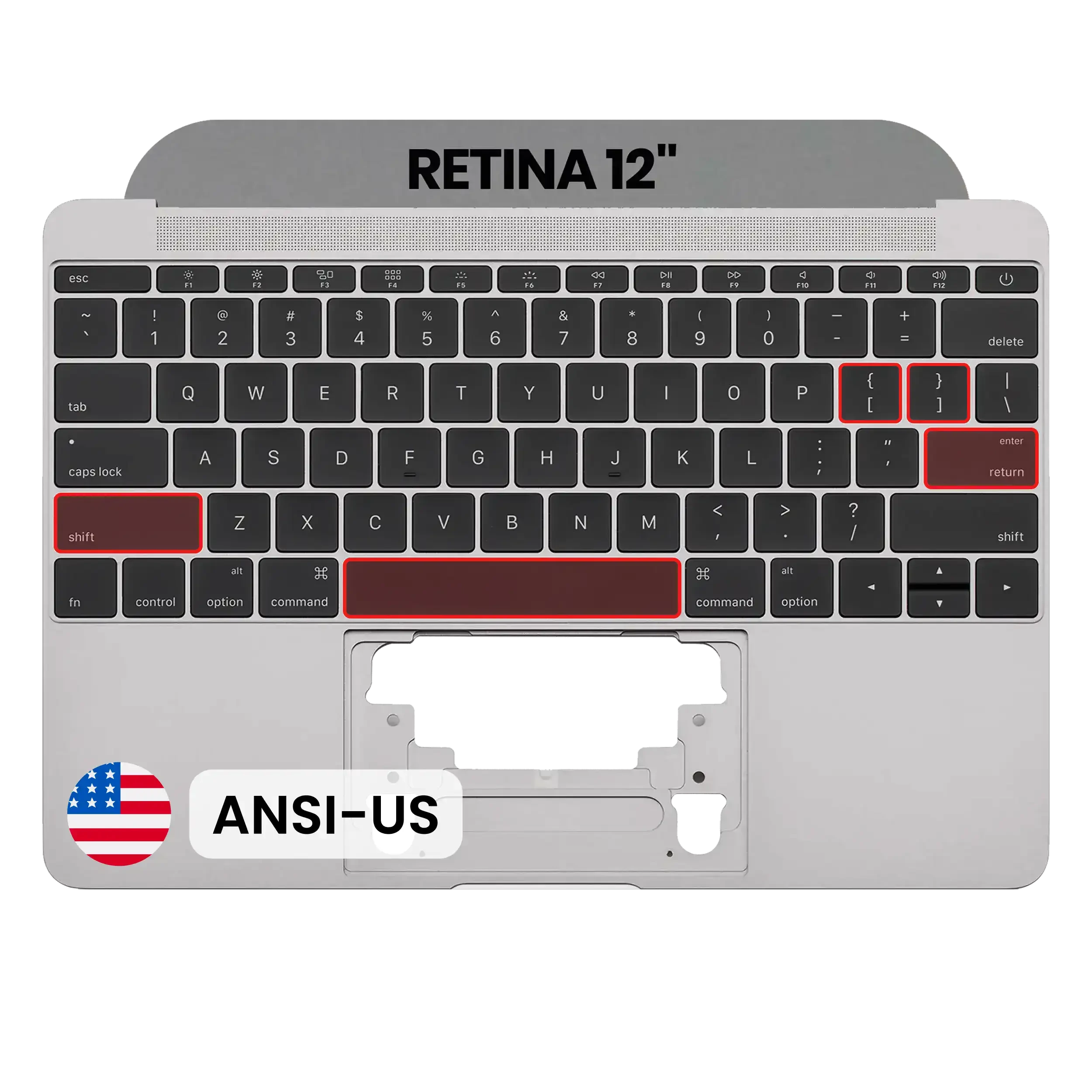 Top Case con tastiera (ANSI US) e Microfono per MacBook 12" A1534 (2016-2017) (Service Pack New) (Grigio siderale)