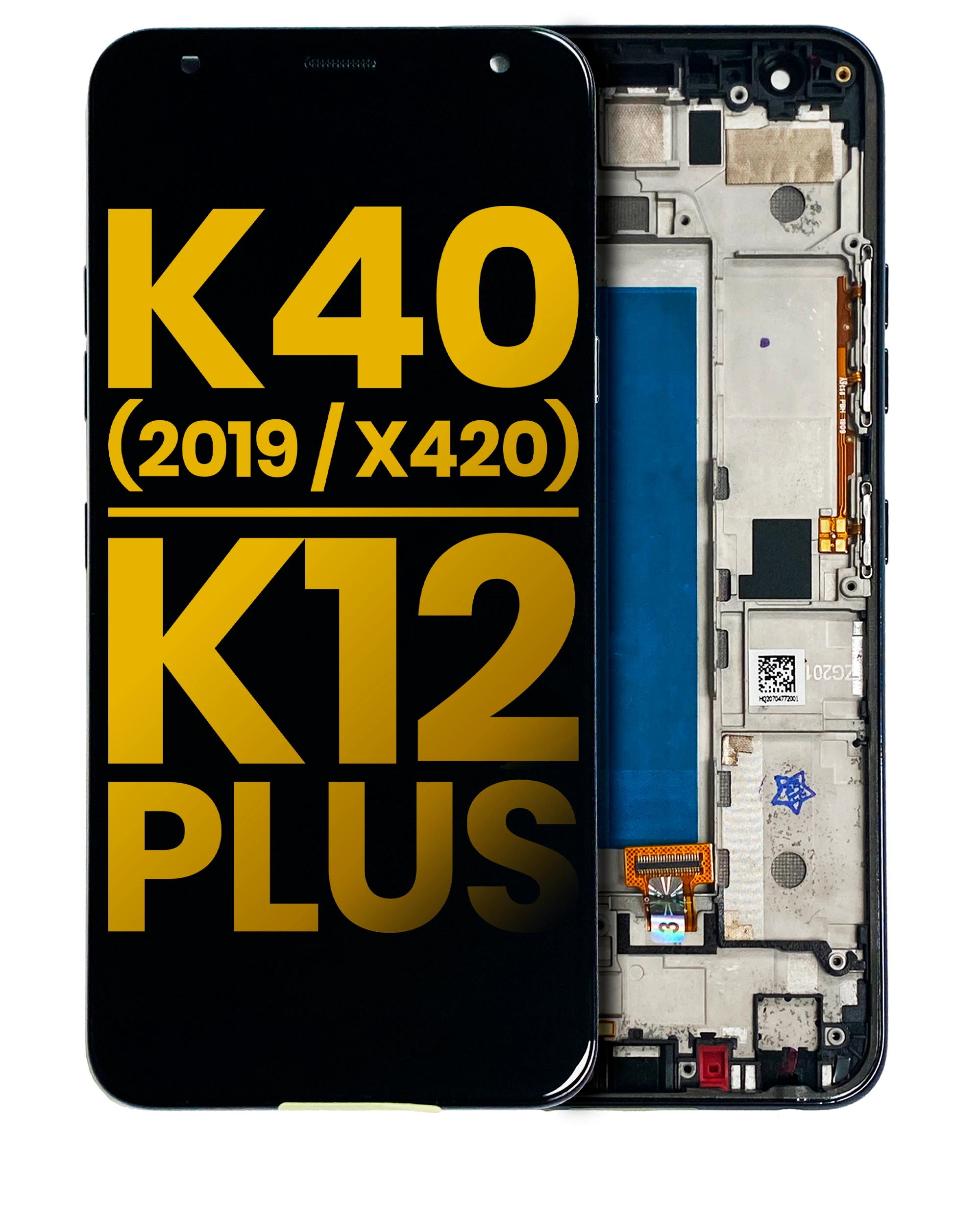 Display LCD completo con Frame per LG K40 (2019 / X420) / K12 Plus (Refurbished) (Grigio)
