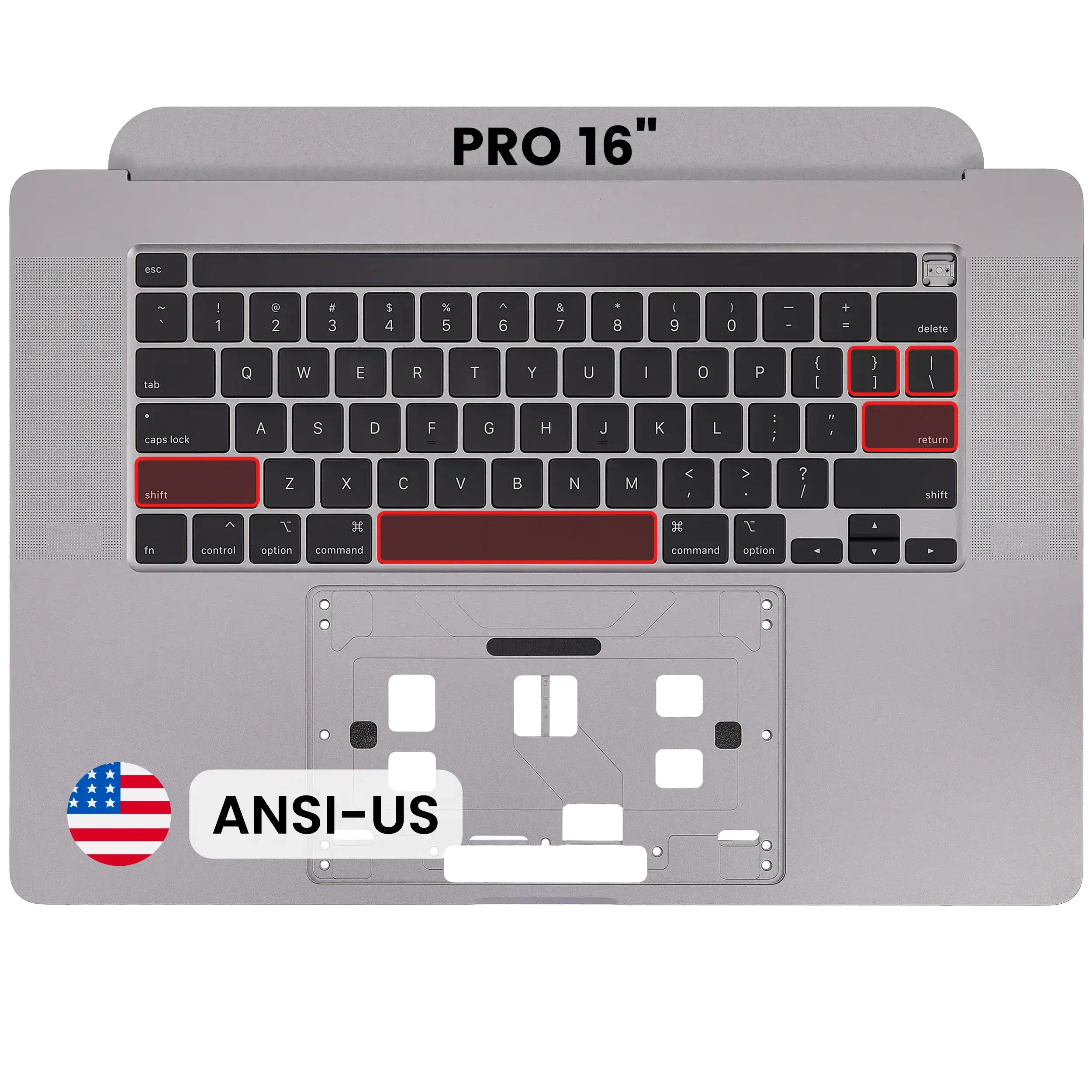 Top Case con tastiera (ANSI US) per MacBook Pro 16" A2141 (2019) (Service Pack New) (Grigio siderale)