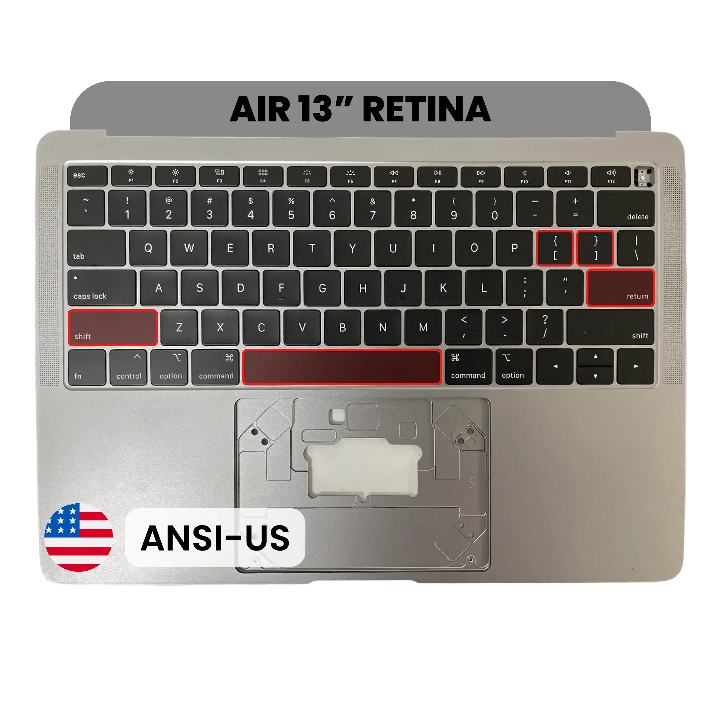 Top Case con tastiera (ANSI US) per MacBook Air 13" A1932 (2018-2019) (Service Pack New) (Grigio siderale)