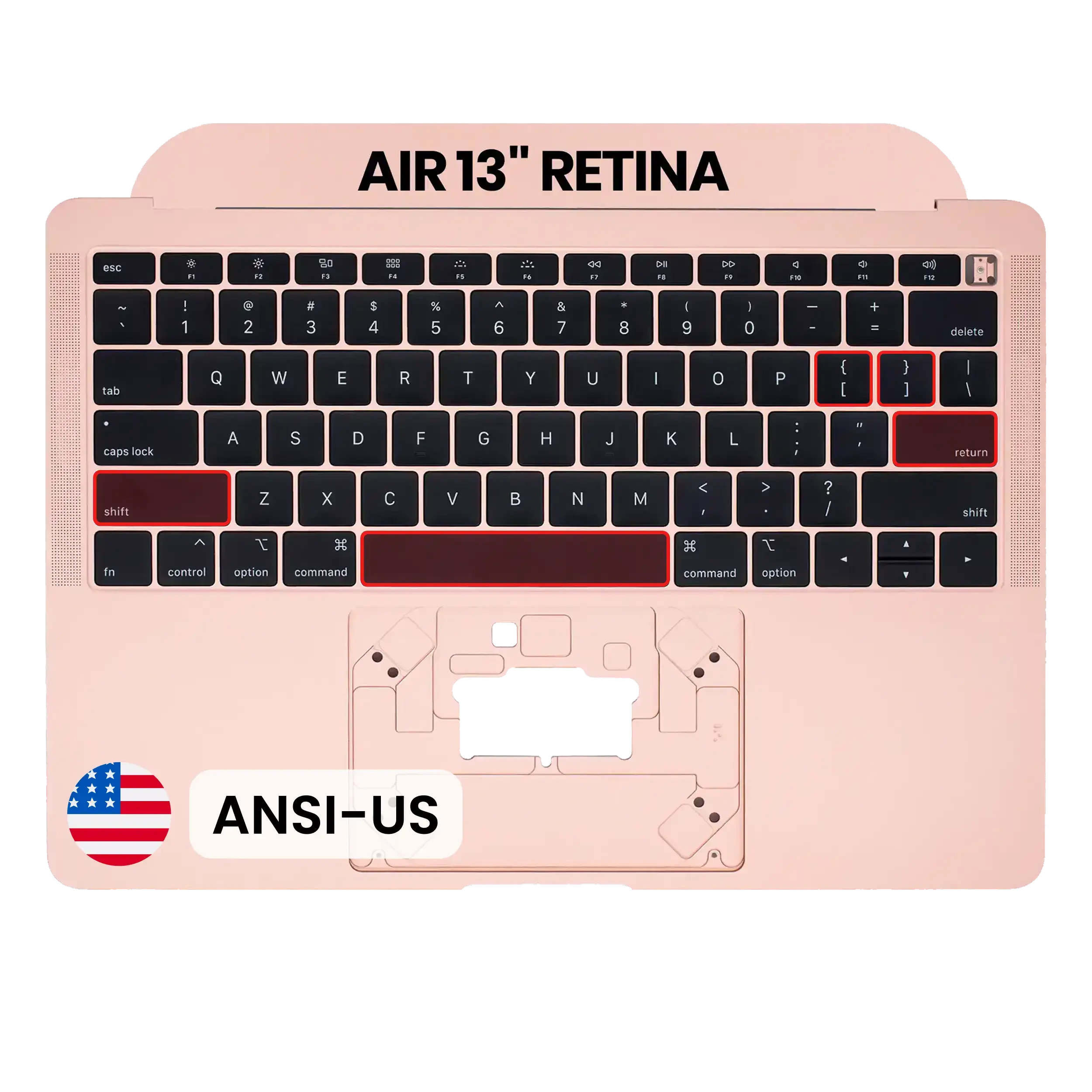 Top Case con tastiera (ANSI US) per MacBook Air 13" A1932 (2018-2019) (Service Pack New) (Oro)