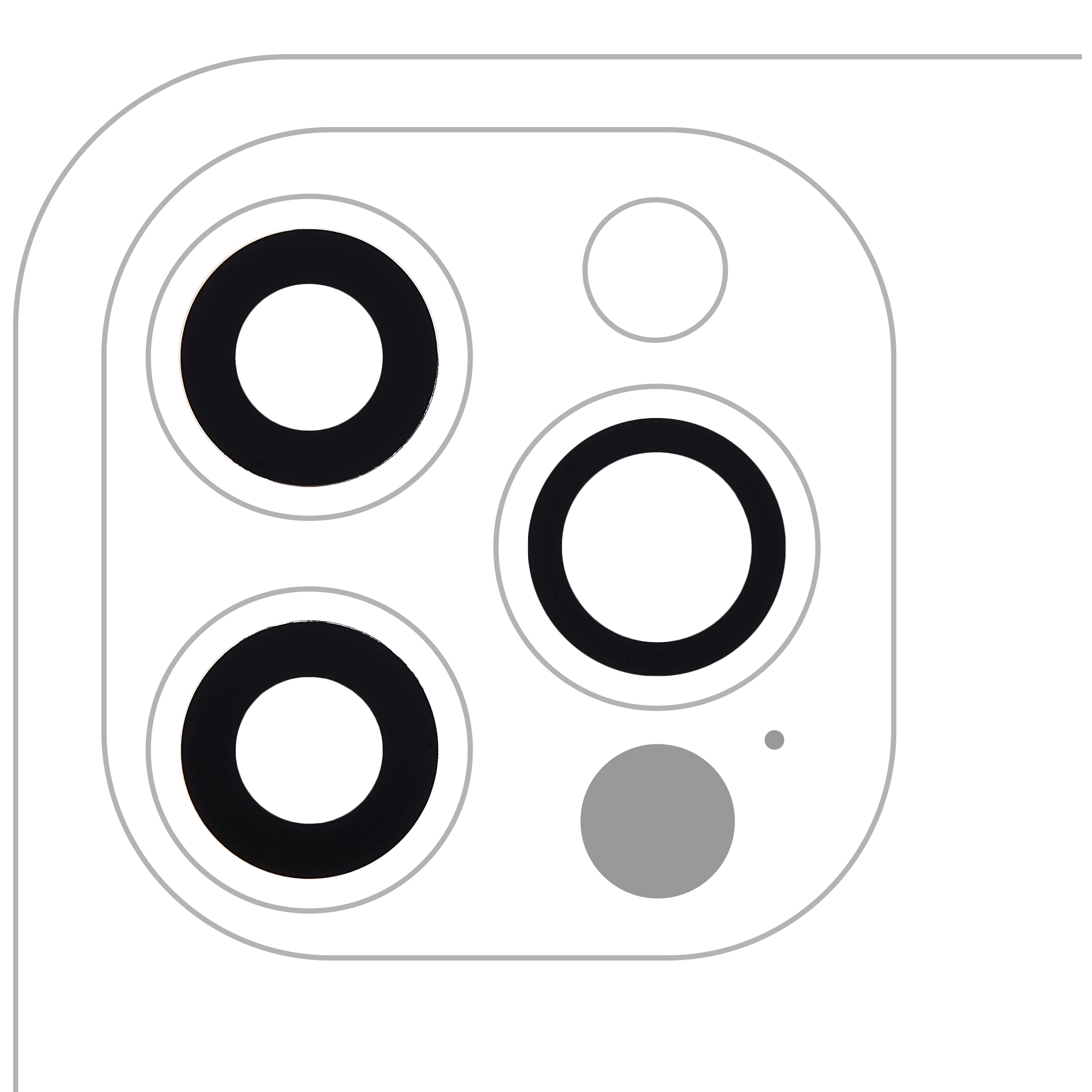 Lente fotocamera posteriore (solo vetro) con adesivo per iPhone 12 Pro (3 set pezzi) (Premium) (Real Sapphire)