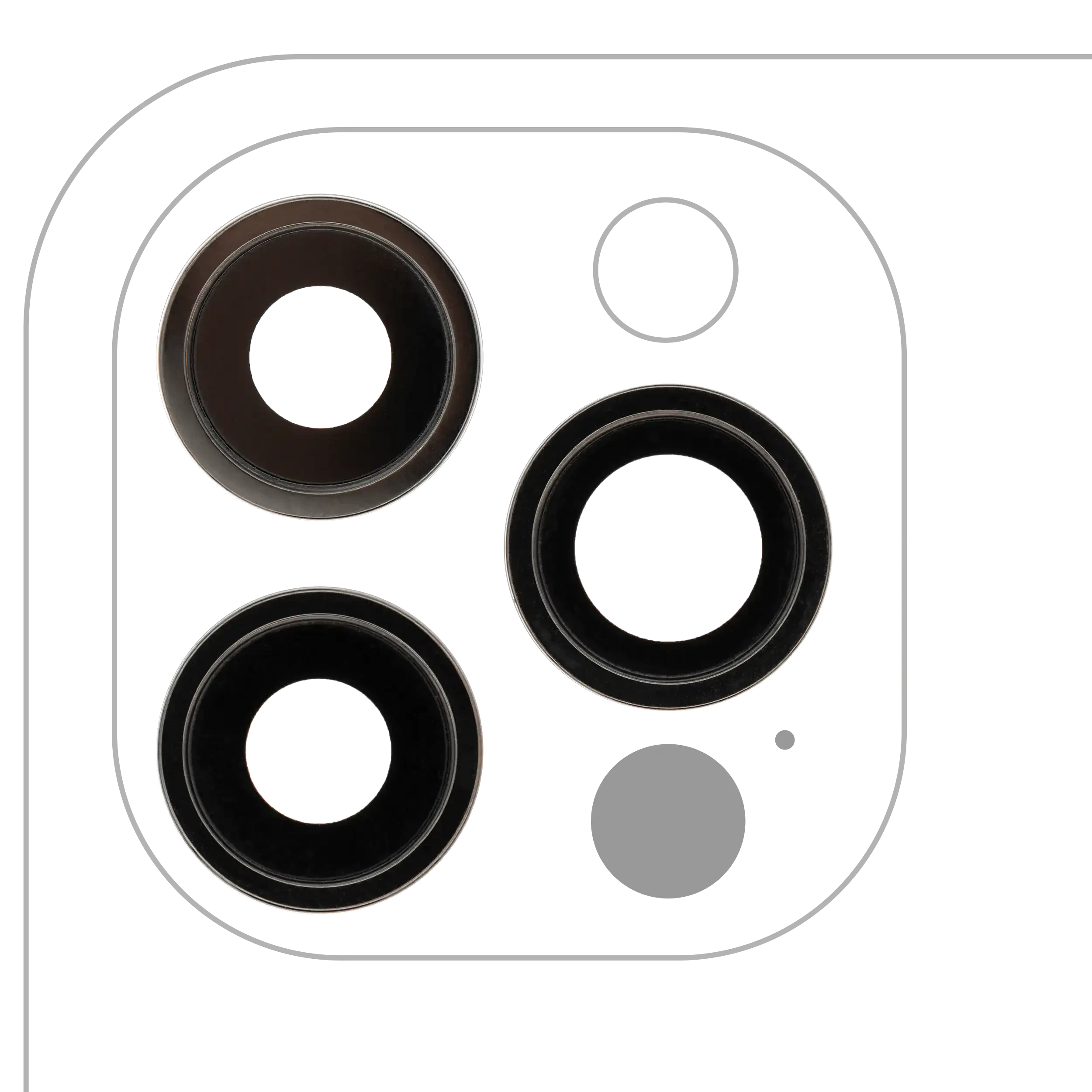 Lente fotocamera posteriore con staffa e Cornice per iPhone 12 Pro (3 set pezzi) (Real Sapphire / Premium) (Grafite)