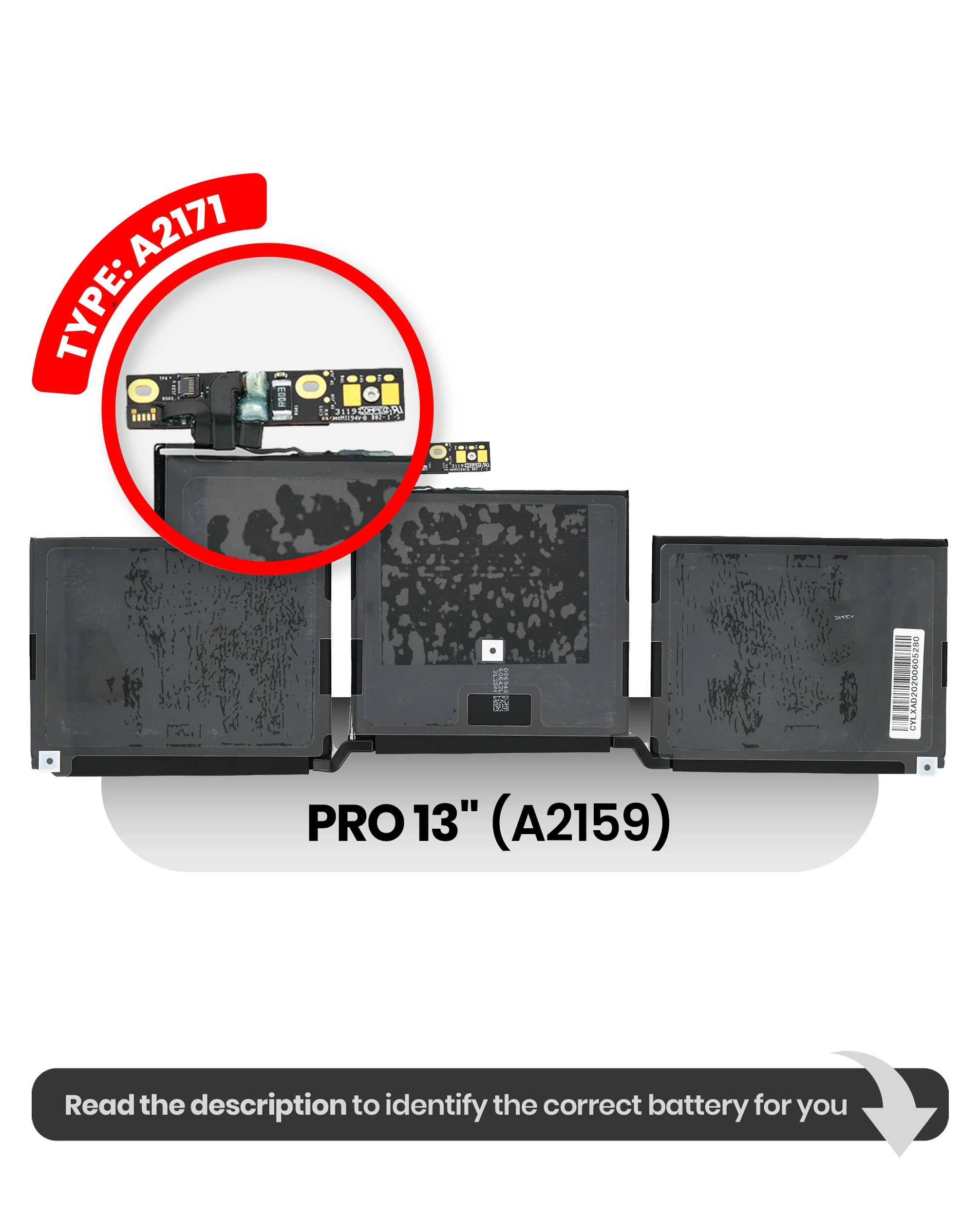 Batteria (A2171) per MacBook Pro 13" A2338 (2020) M1// A2289 (2020) / A2159 (2019)