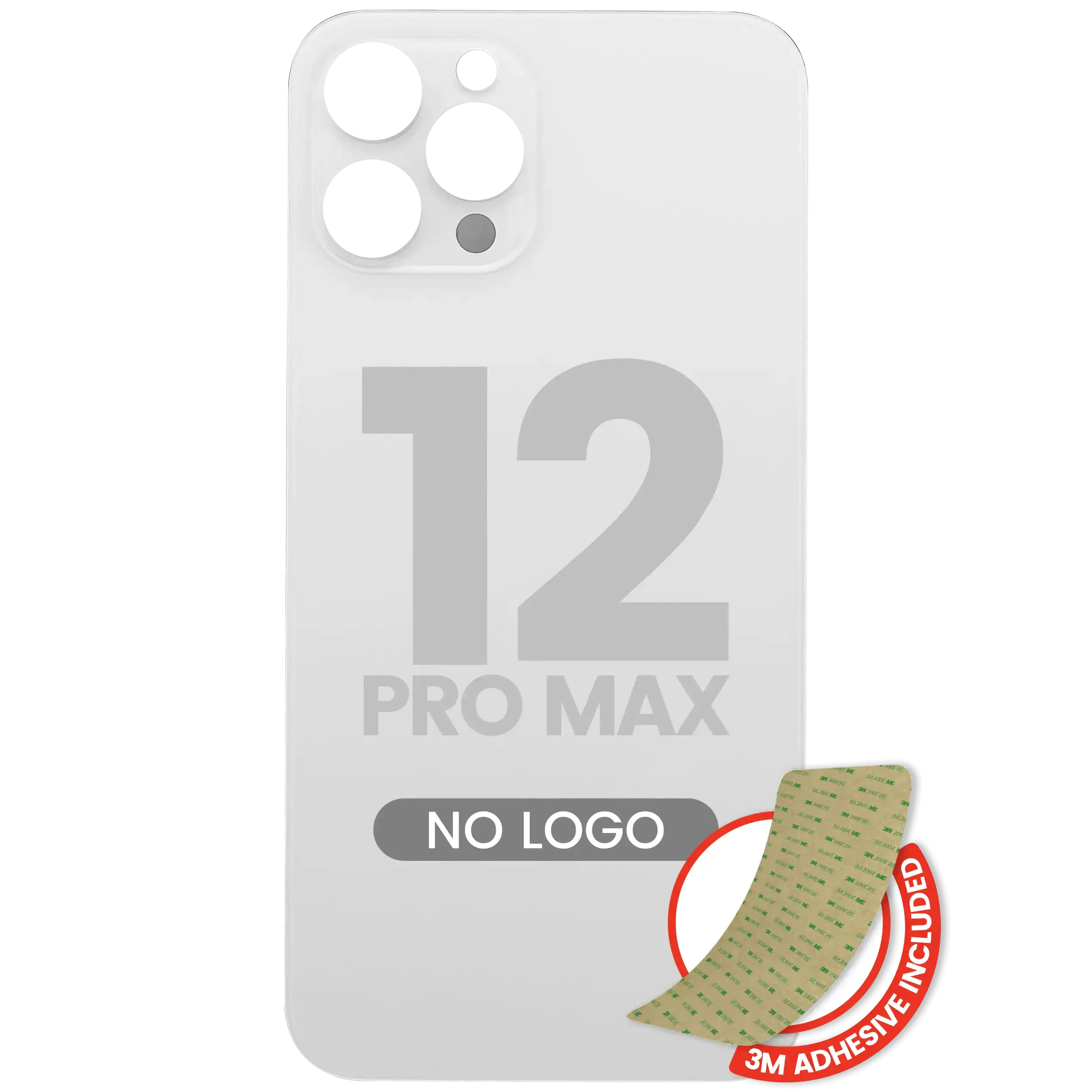 Vetro posteriore con 3M adesivo per iPhone 12 Pro Max (No Logo / Large Camera Hole) (Argento)