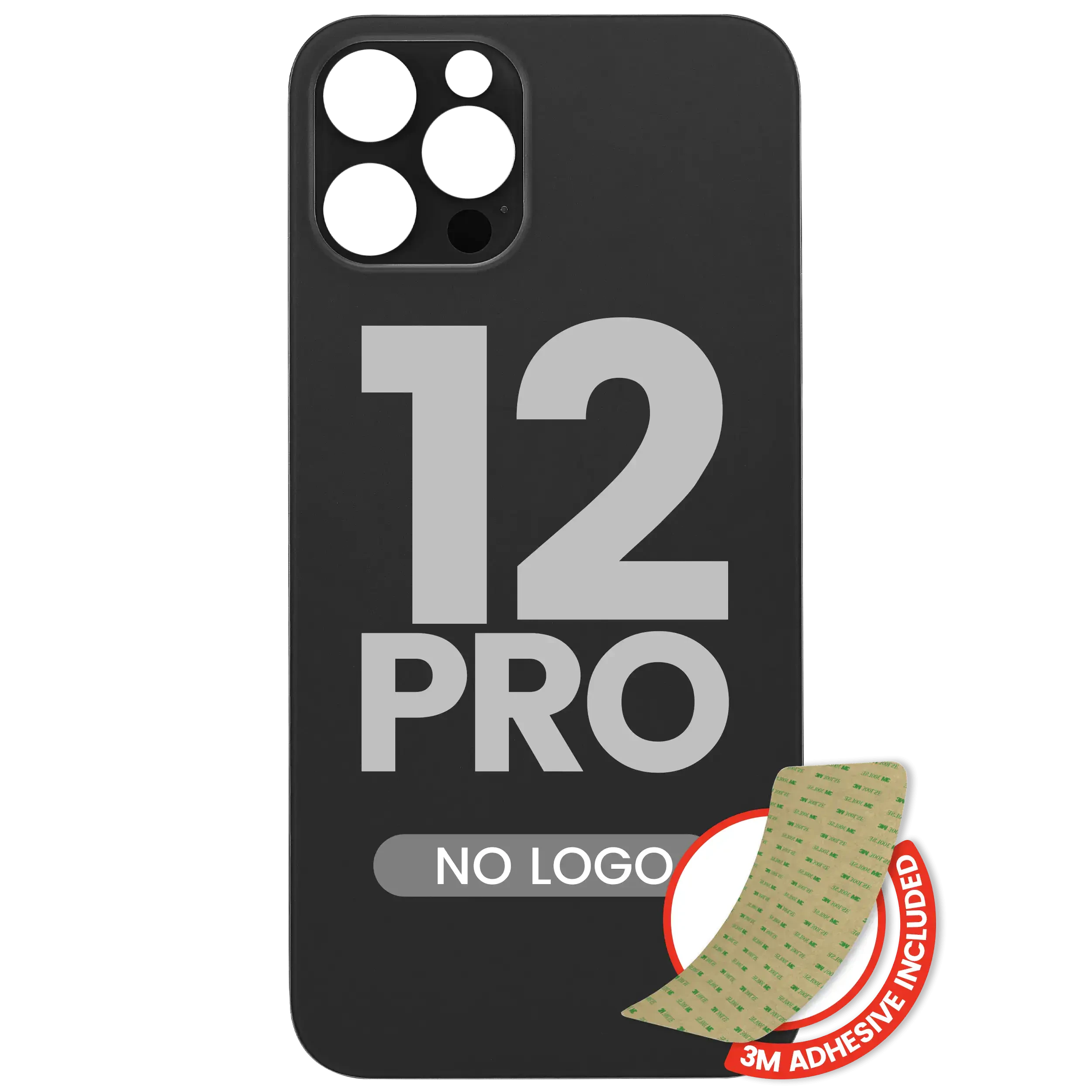 Vetro posteriore con 3M adesivo per iPhone 12 Pro (No Logo / Large Camera Hole) (Grafite)