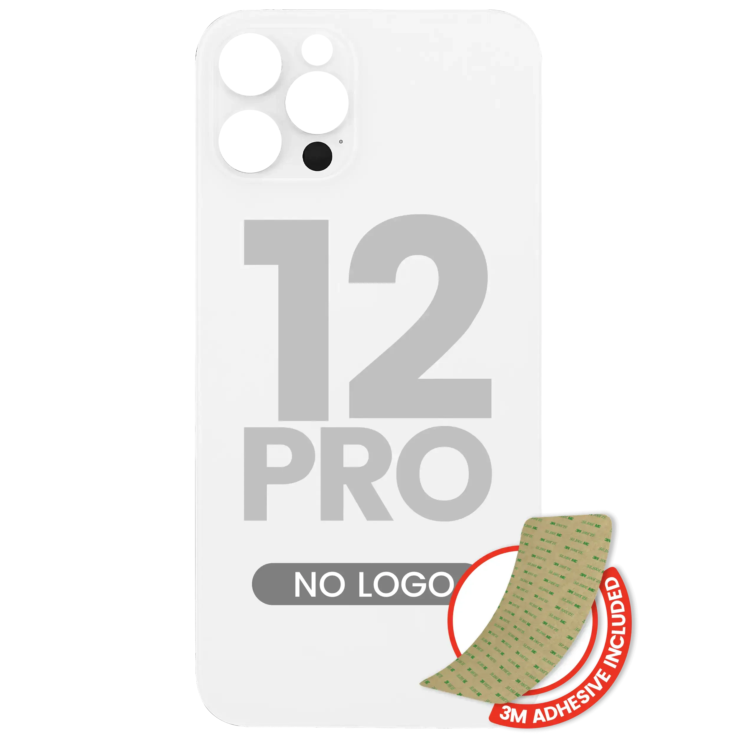 Vetro posteriore con 3M adesivo per iPhone 12 Pro (No Logo / Large Camera Hole) (Argento)