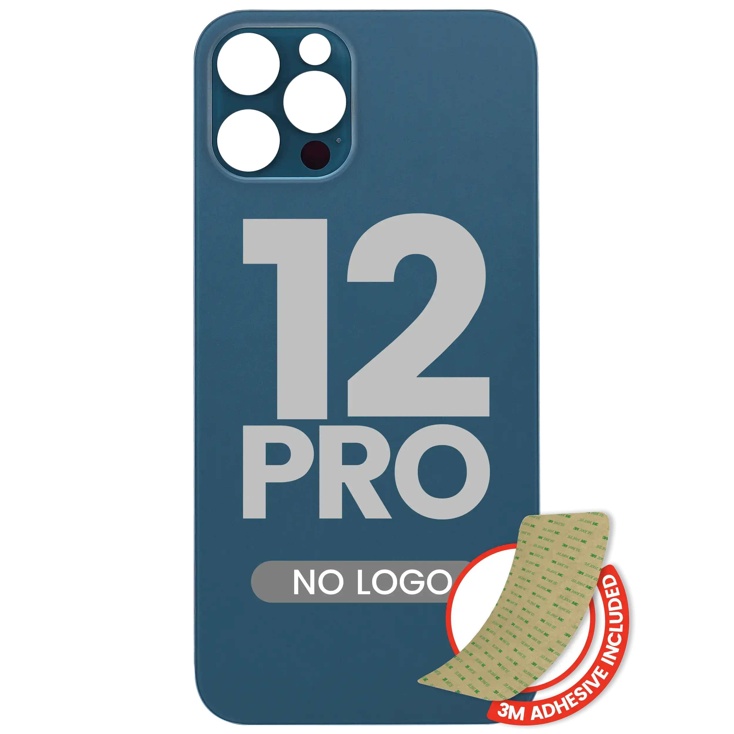 Vetro posteriore con 3M adesivo per iPhone 12 Pro (No Logo / Large Camera Hole) (Pacific Blu)