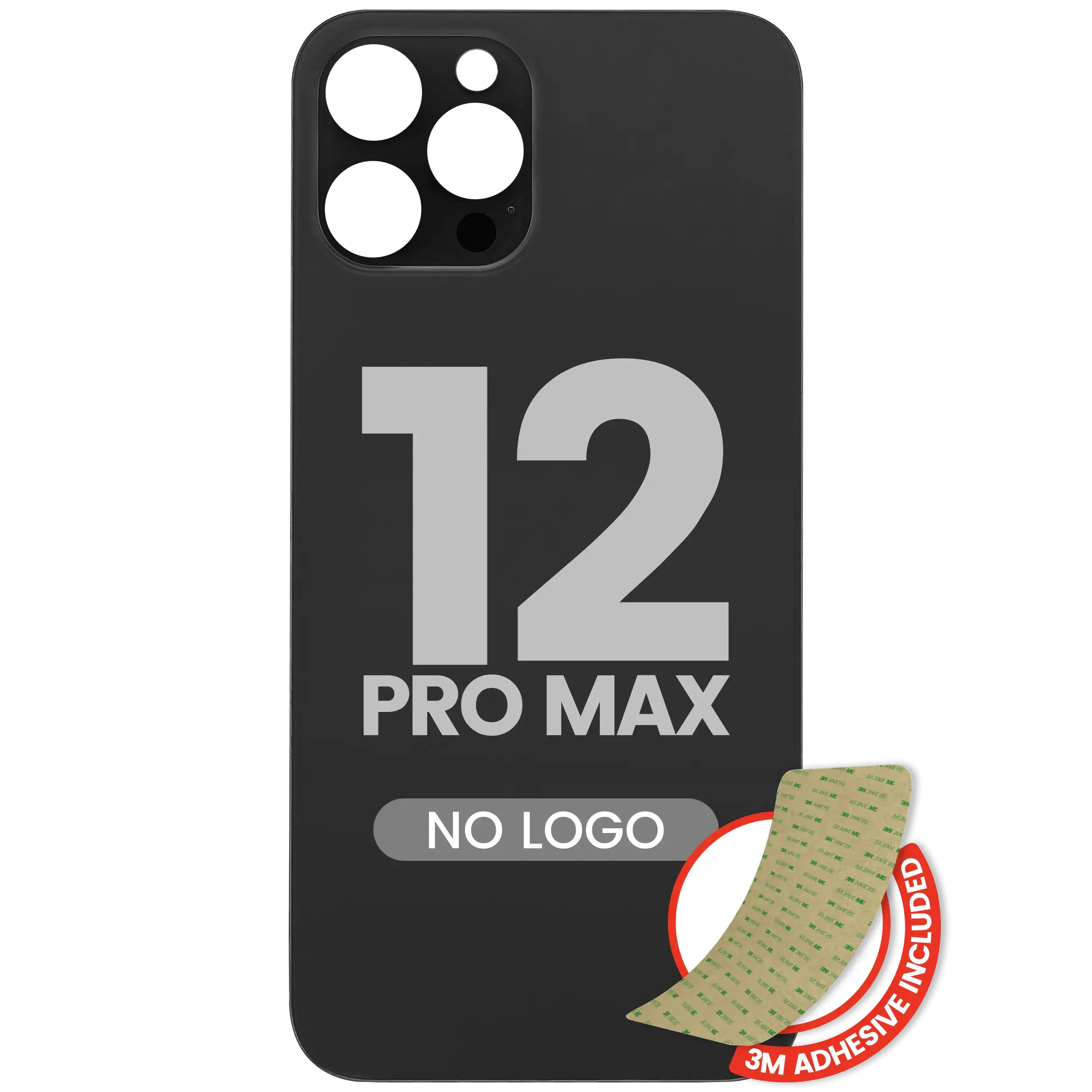 Vetro posteriore con 3M adesivo per iPhone 12 Pro Max (No Logo / Large Camera Hole) (Grafite)