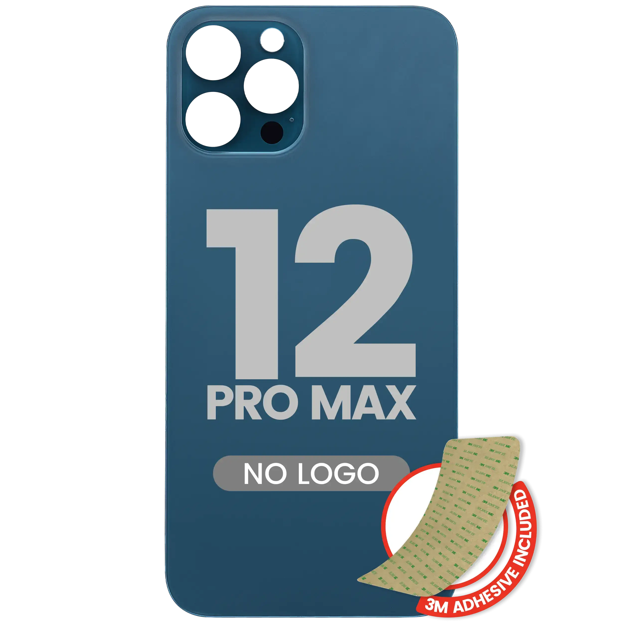 Vetro posteriore con 3M adesivo per iPhone 12 Pro Max (No Logo / Large Camera Hole) (Pacific Blu)