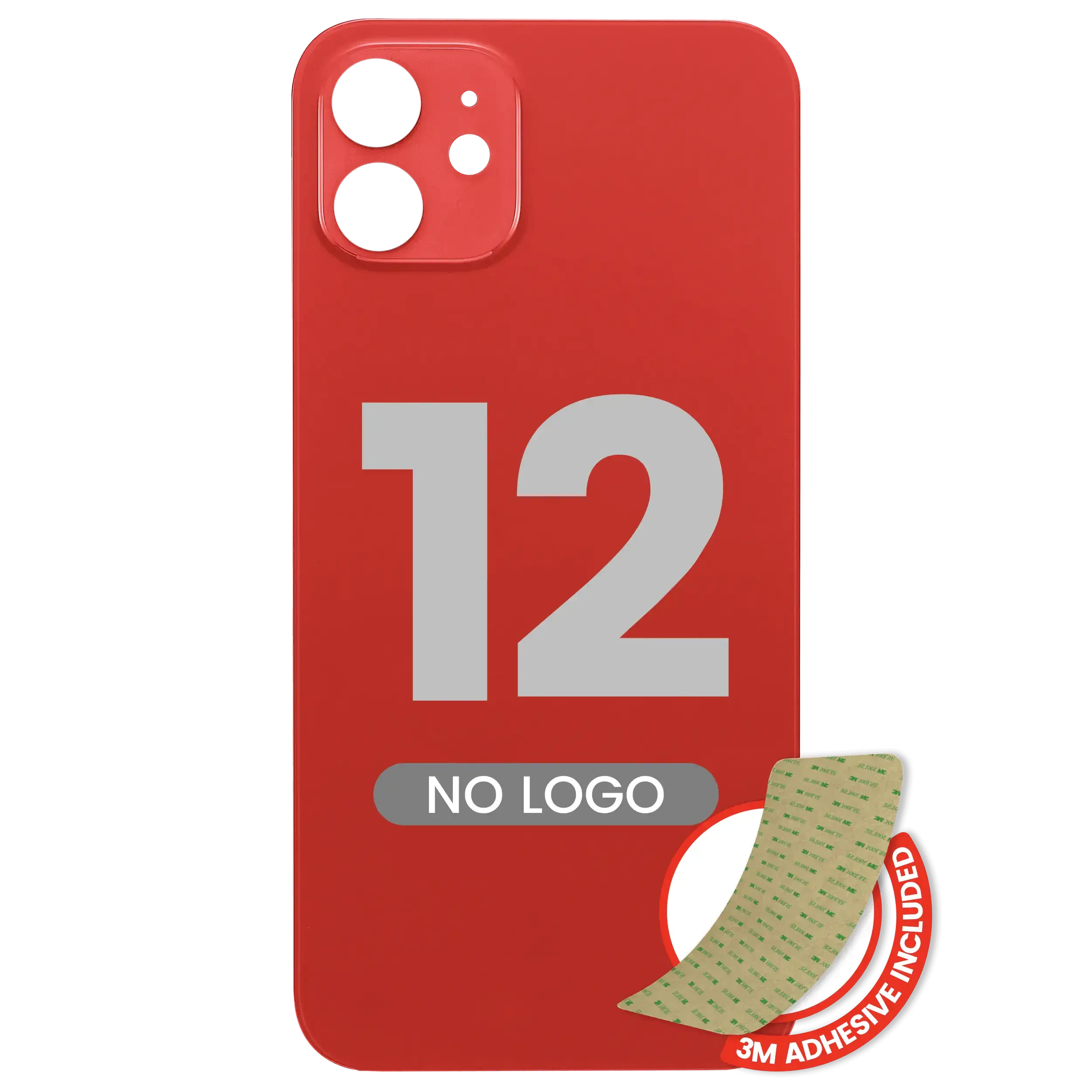 Vetro posteriore con 3M adesivo per iPhone 12 (No Logo / Large Camera Hole) (Rosso)