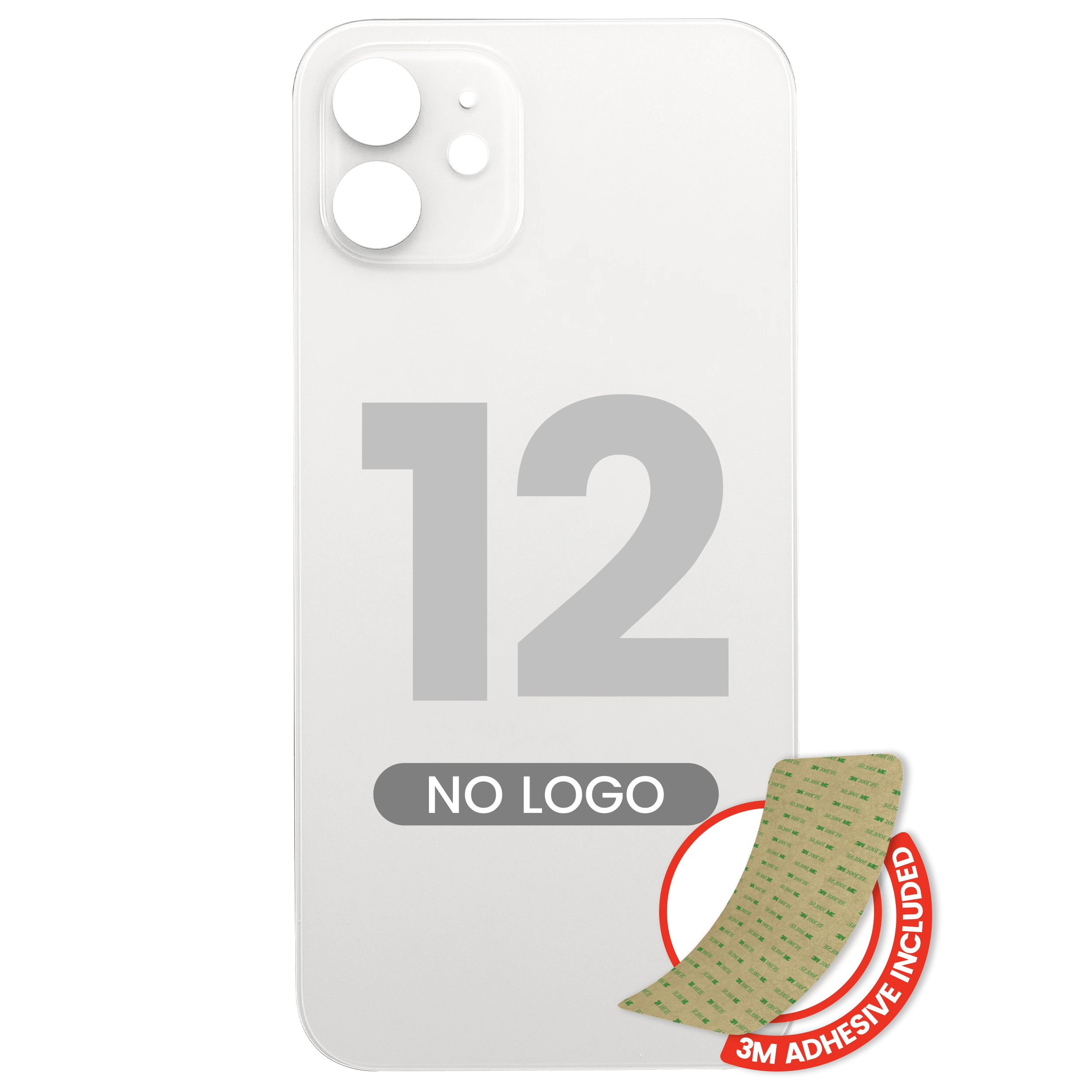 Vetro posteriore con 3M adesivo per iPhone 12 (No Logo / Large Camera Hole) (Bianco)